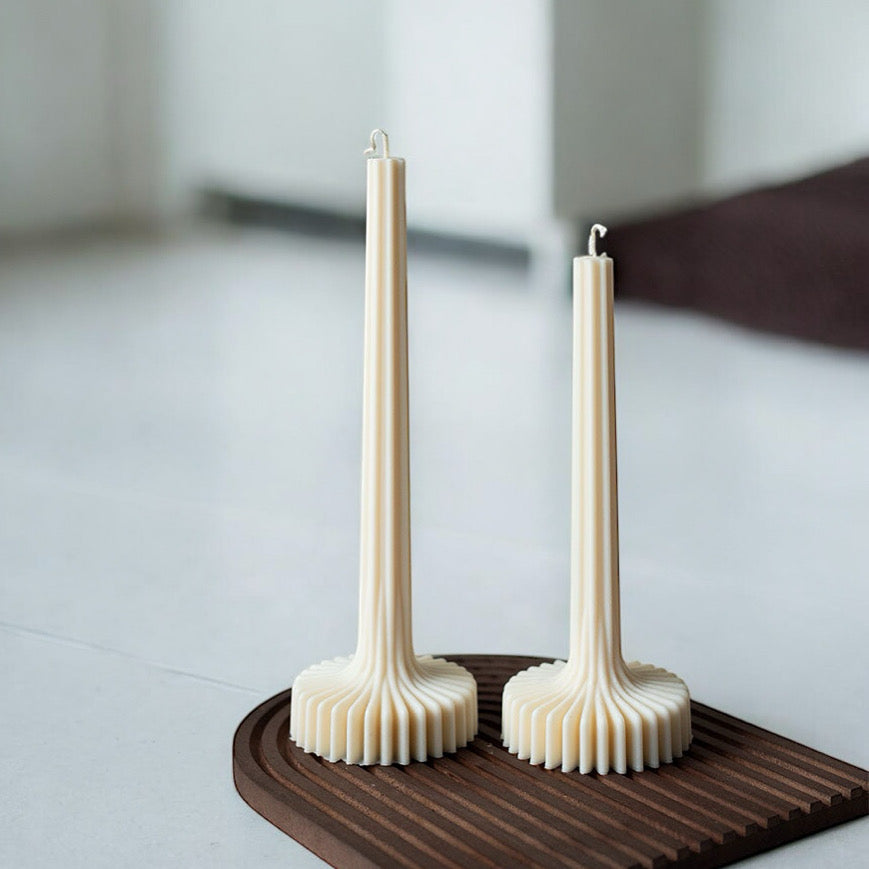 Ribbel Lantaarn kaars | Off White