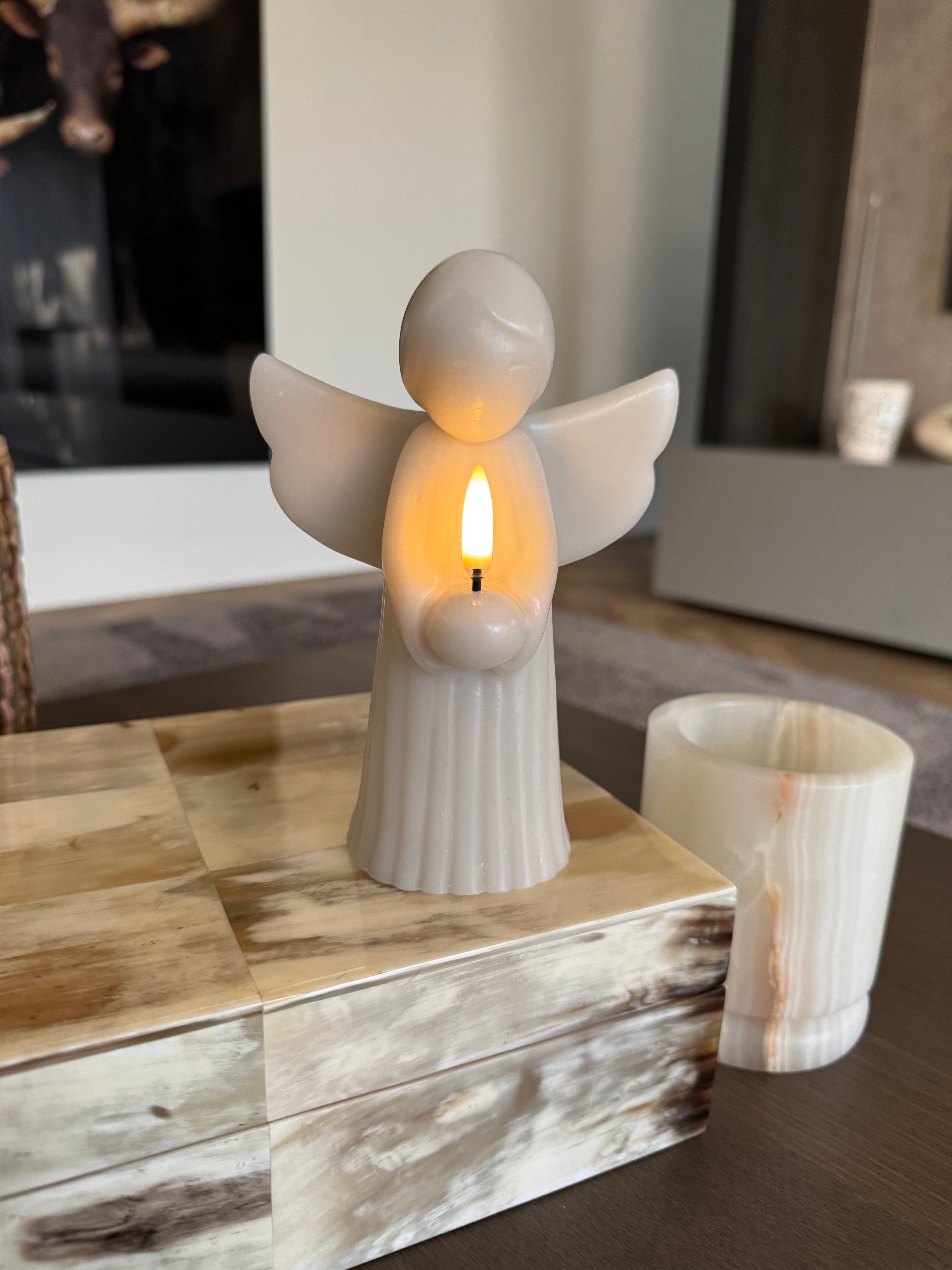 Uyuni led engel kaars | Oyster Grey