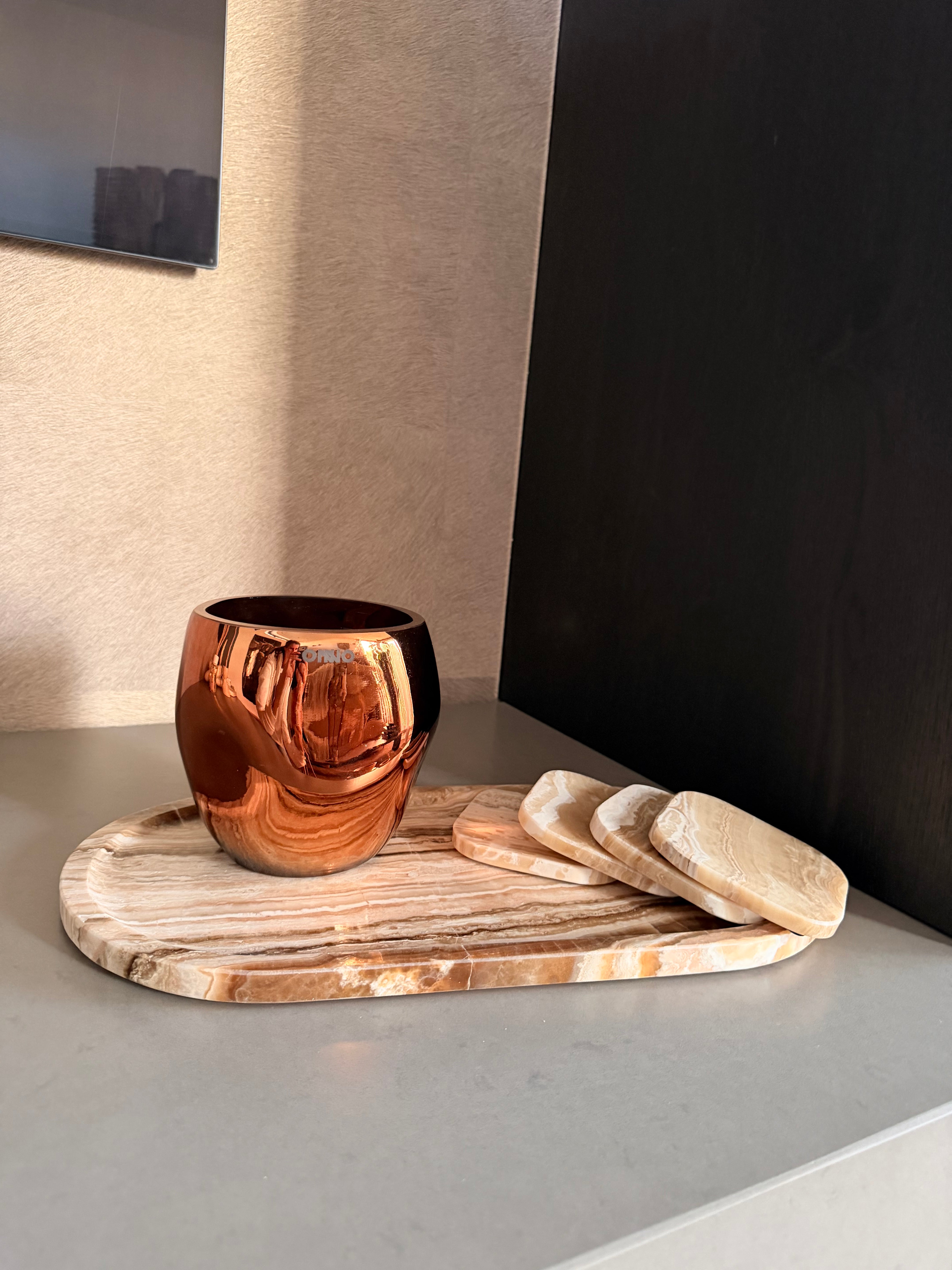Marmer tray ovaal 40x20cm | sandal onyx