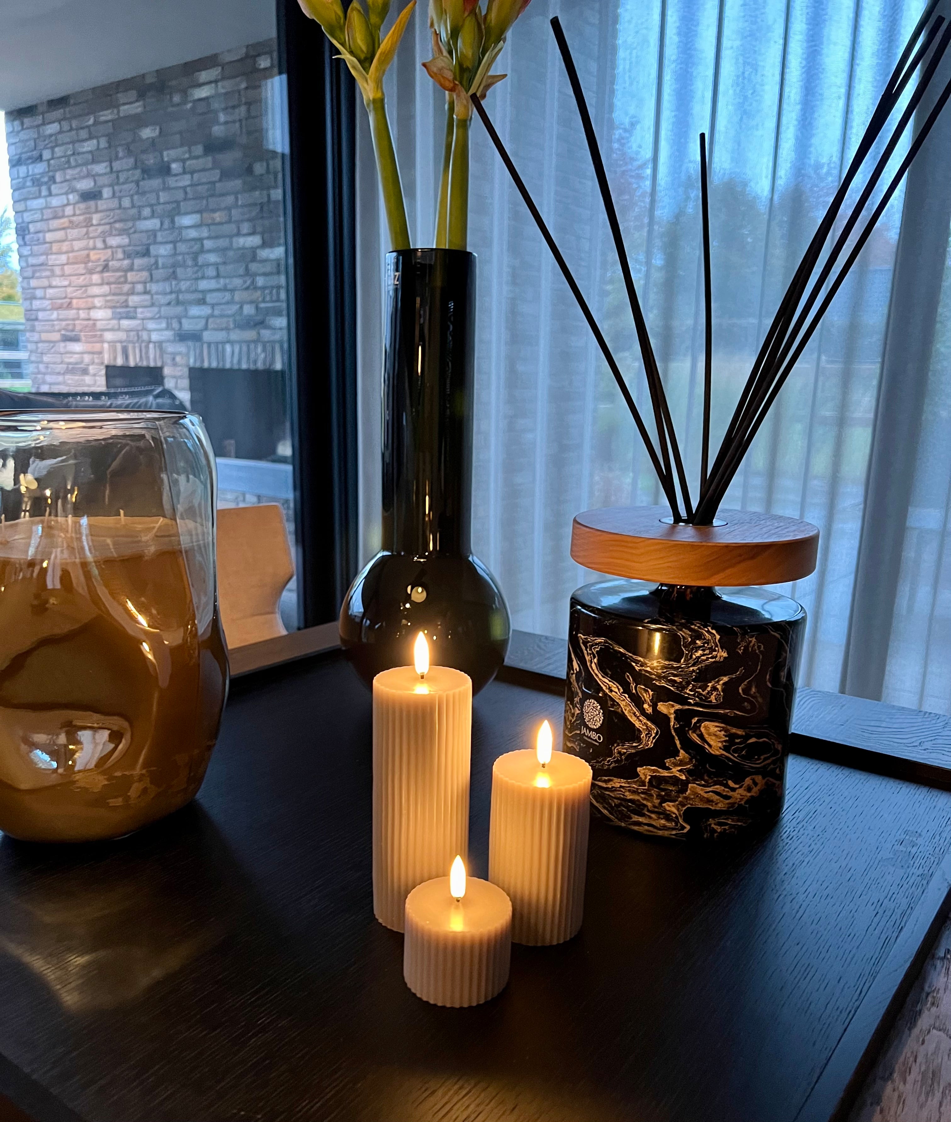 Uyuni Led Blokkaars ribbel set van 3 | Sandstone