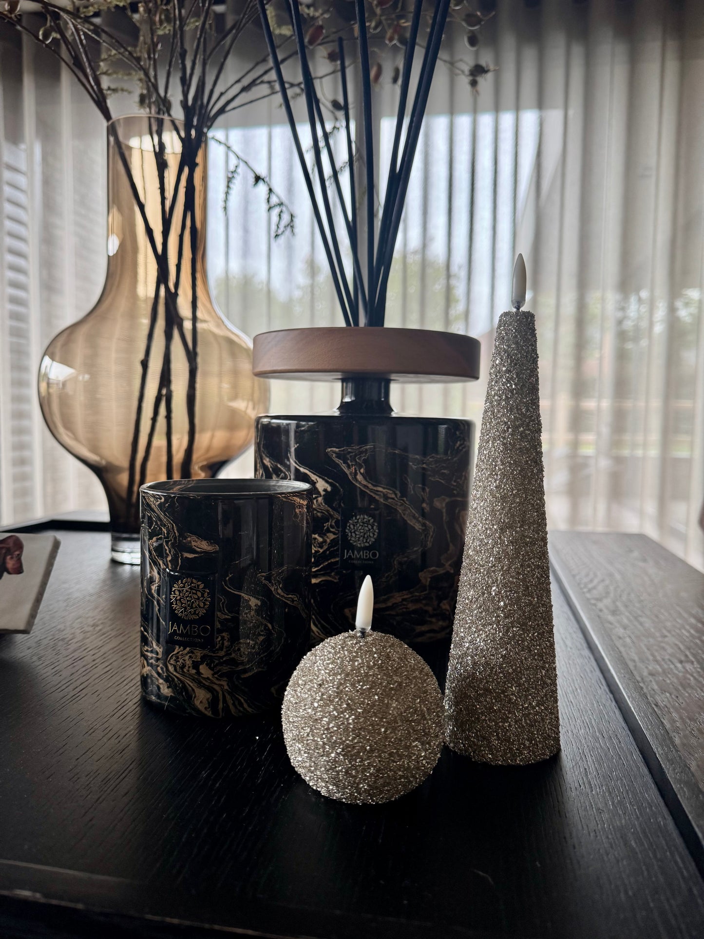 Uyuni led glitter kegelkaars| Champagne