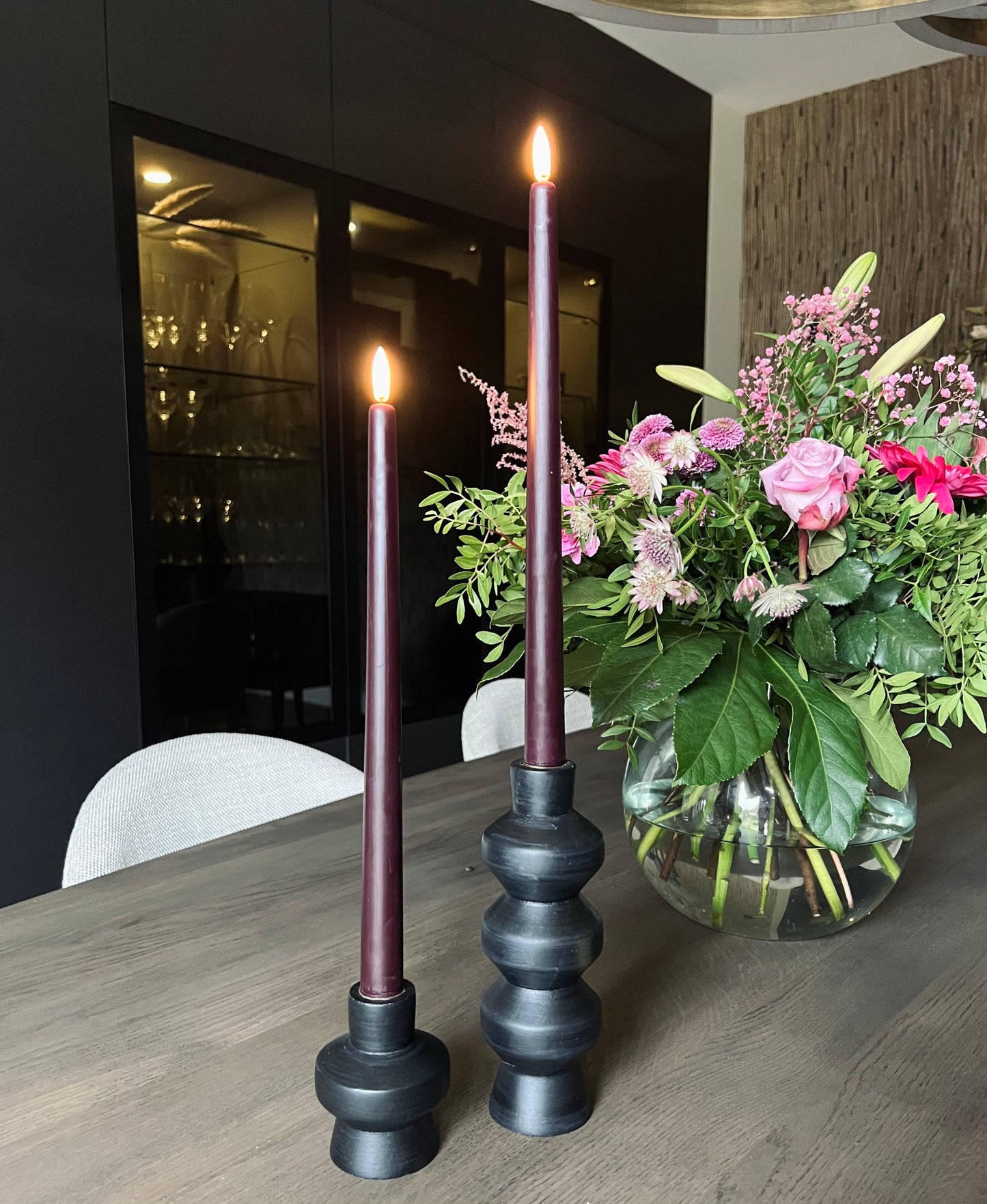 Uyuni LED dinner candles 2-pack | Plum