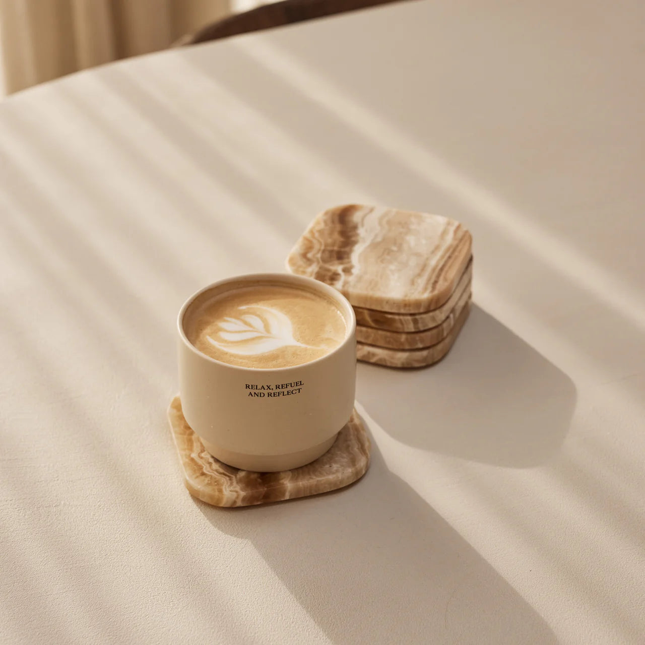 Marmer onderzetters, set van 4 stuks | sandal onyx