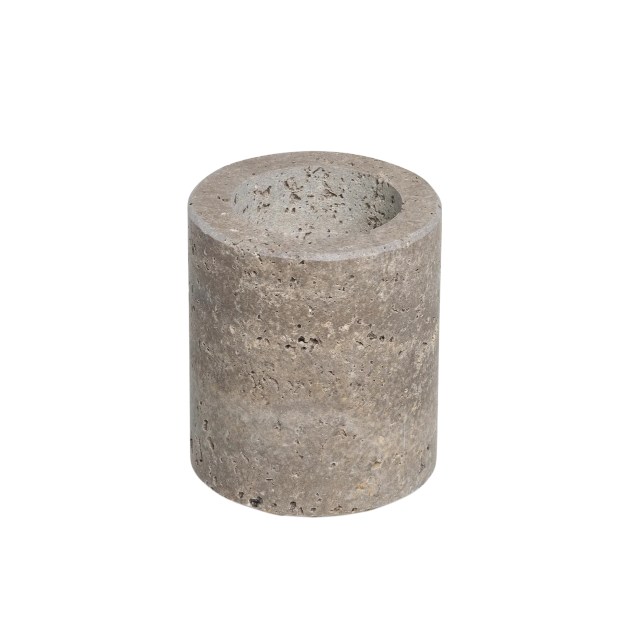 Waxinelichthouder M | Titanium travertine