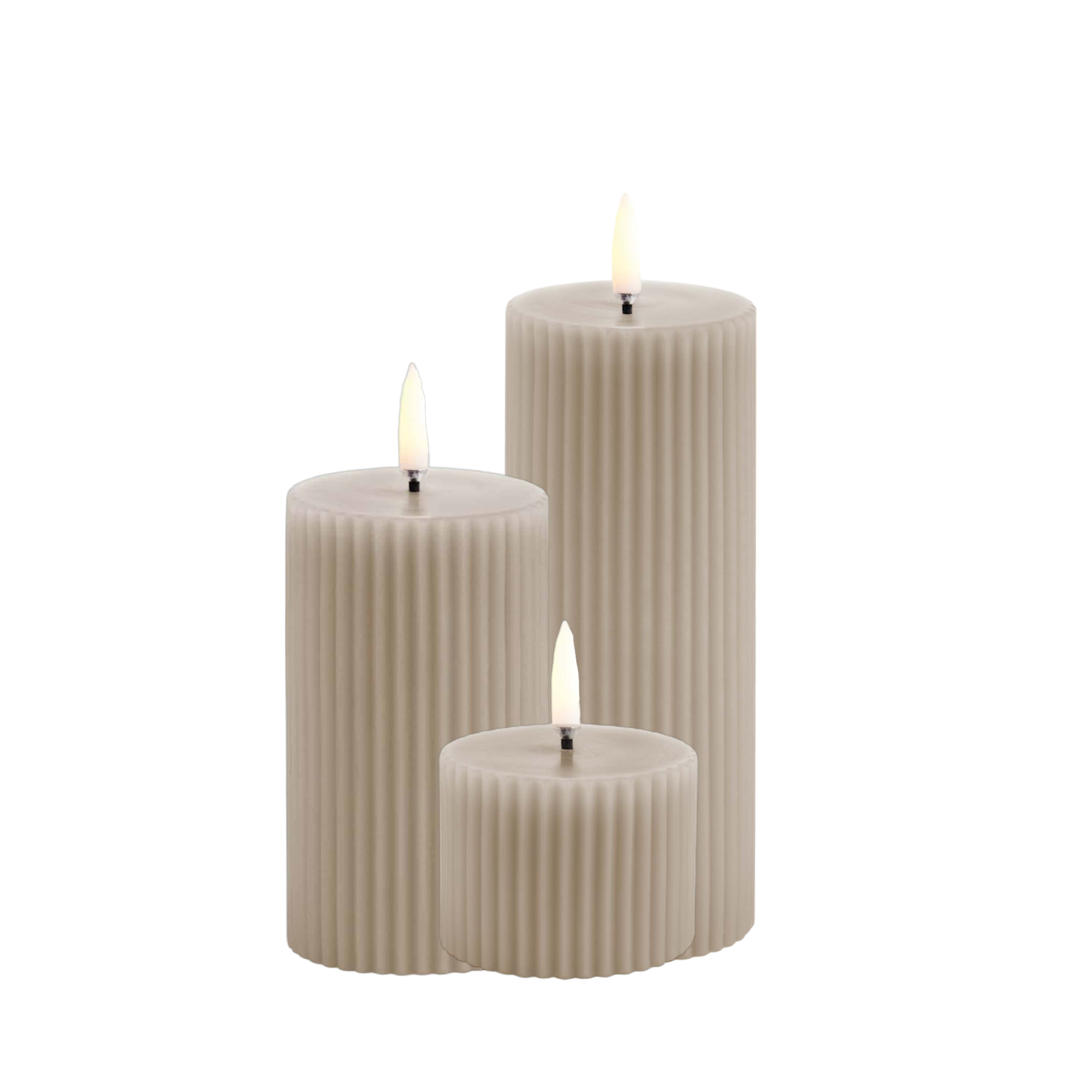 Uyuni Led Blokkaars ribbel set van 3 | Sandstone