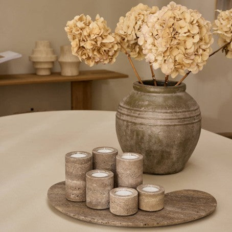 Mooisa Organisch dienblad | Titanium travertine kidney