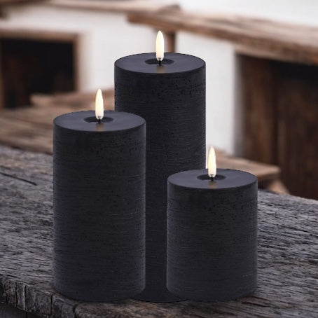 Uyuni Led Block Candle Set of 3 | Black