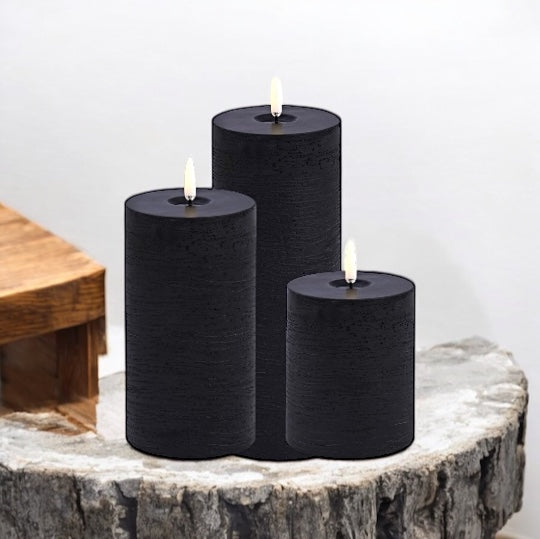 Uyuni Led Block Candle Set of 3 | Black