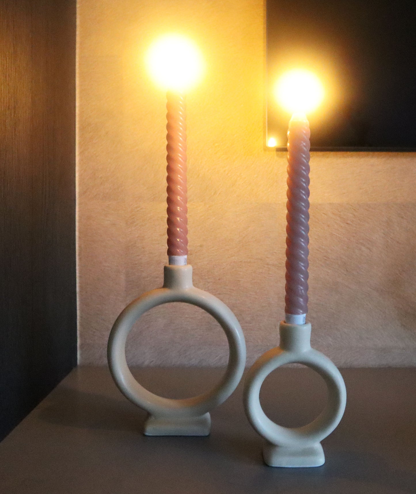 Swirl LED dinner candles | Pink