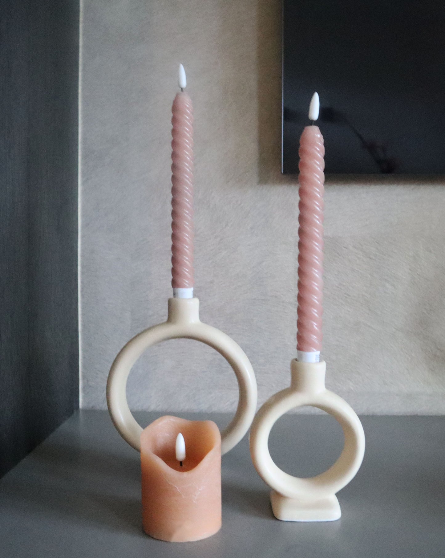 Swirl LED dinner candles | Pink