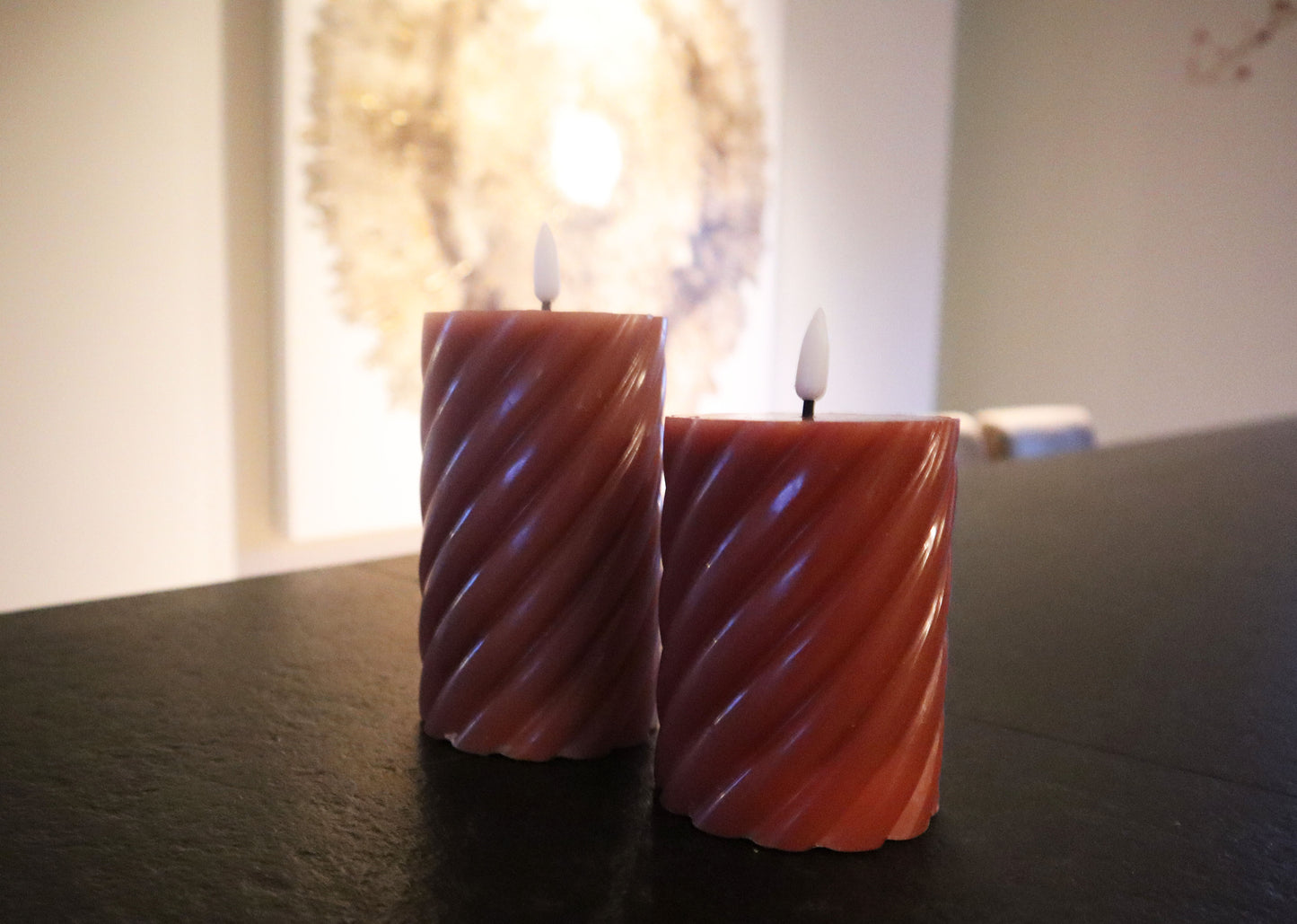 Swirl LED candle M | Pink