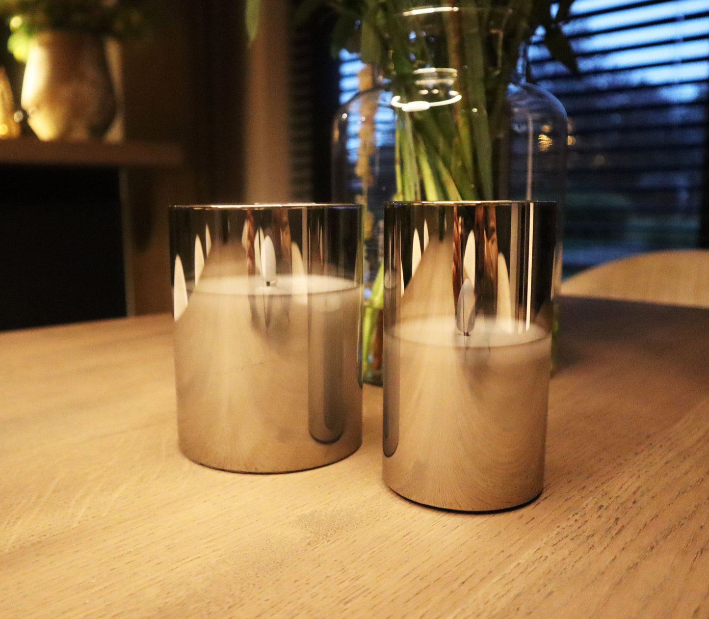 LED candle in glass M | Gray