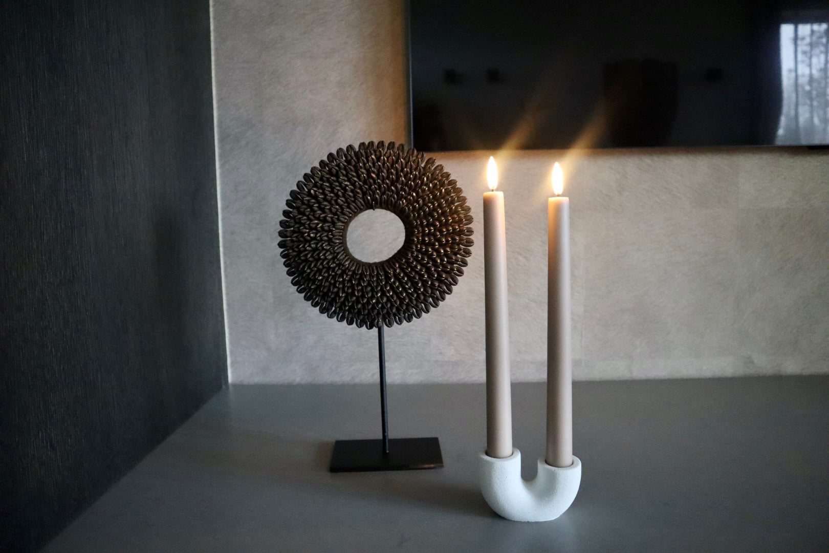 Uyuni Led dinner candles 2-pack | Beige