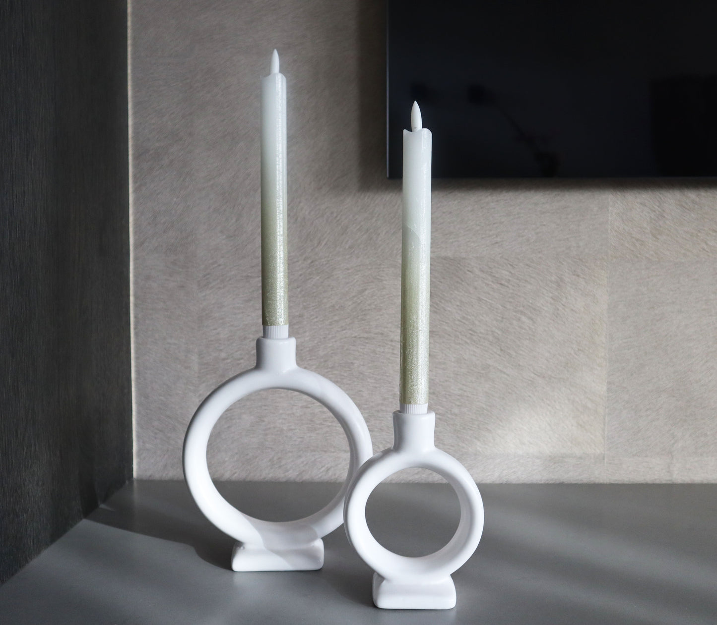 Set LED Dinner Candles | Gold / white