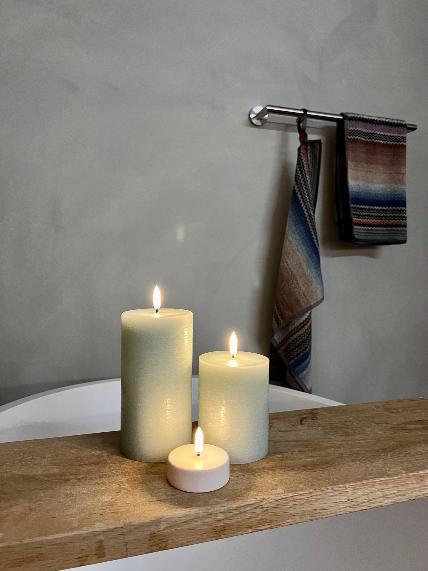 Uyuni Led Block Candle Set of 3 | Dusty Green