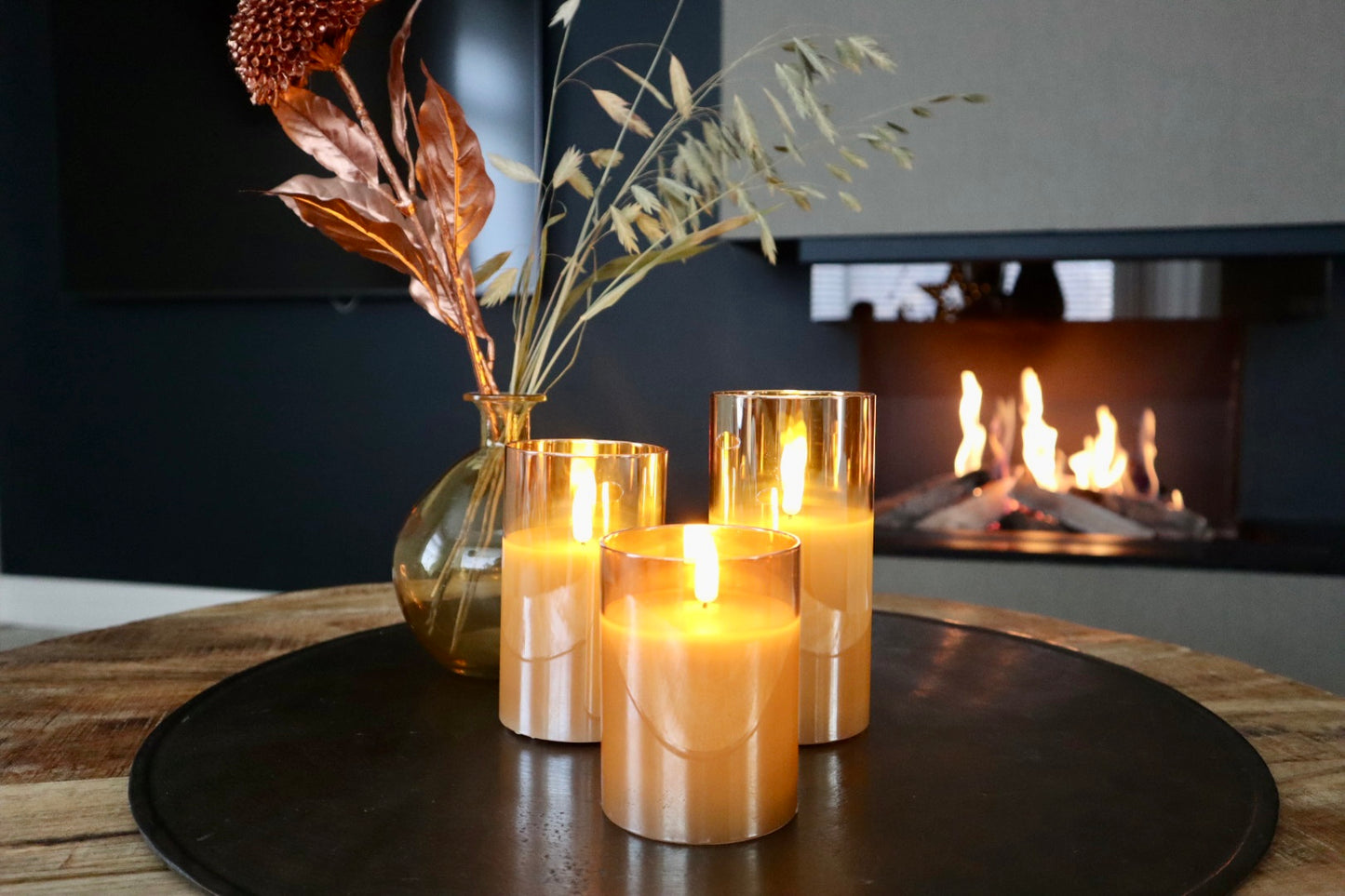 LED candle in glass | Orange L