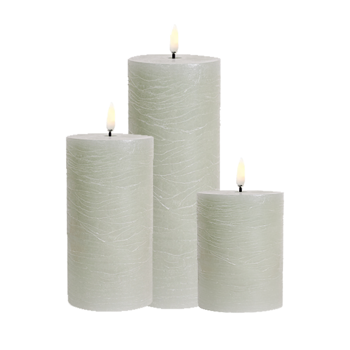 Uyuni Led Block Candle Set of 3 | Dusty Green
