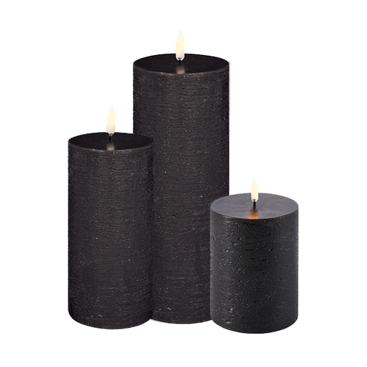 Uyuni Led Block Candle Set of 3 | Black