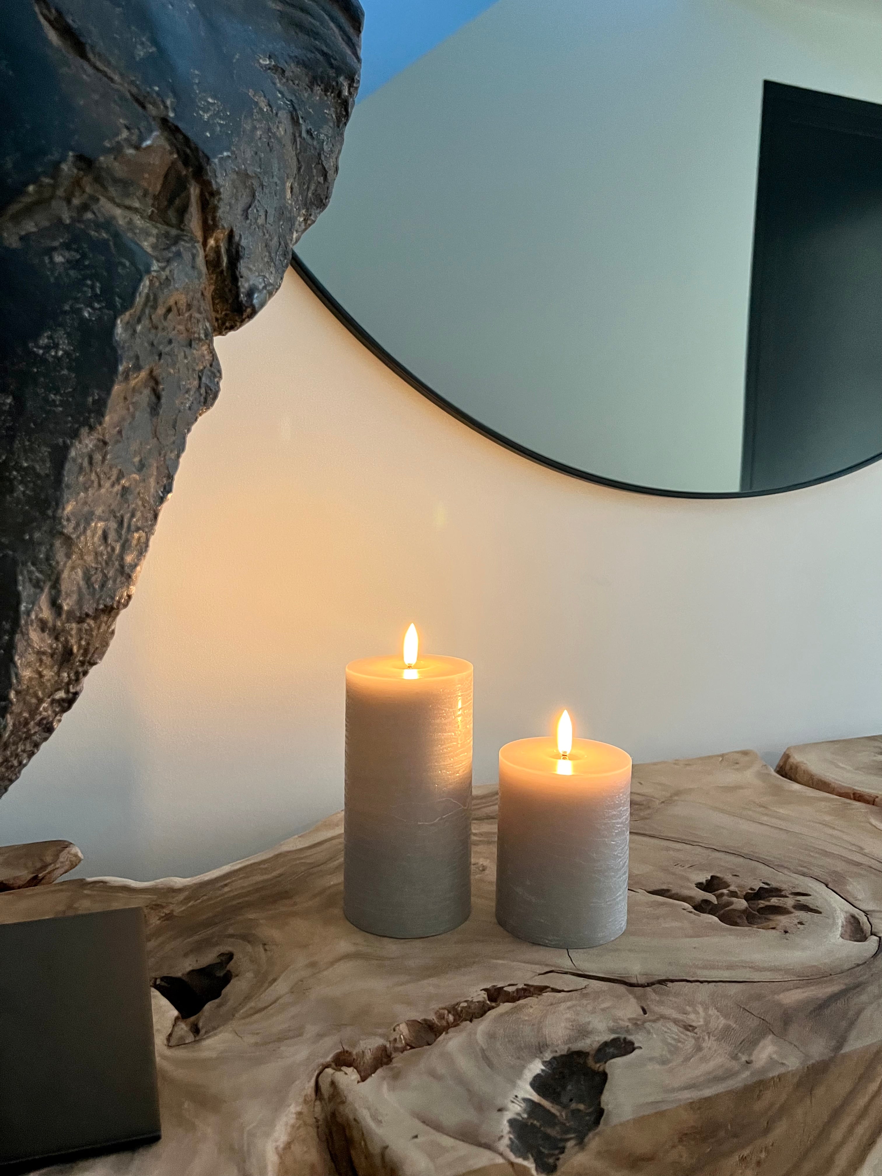 Uyuni Led melted Block candle S | Sandstone