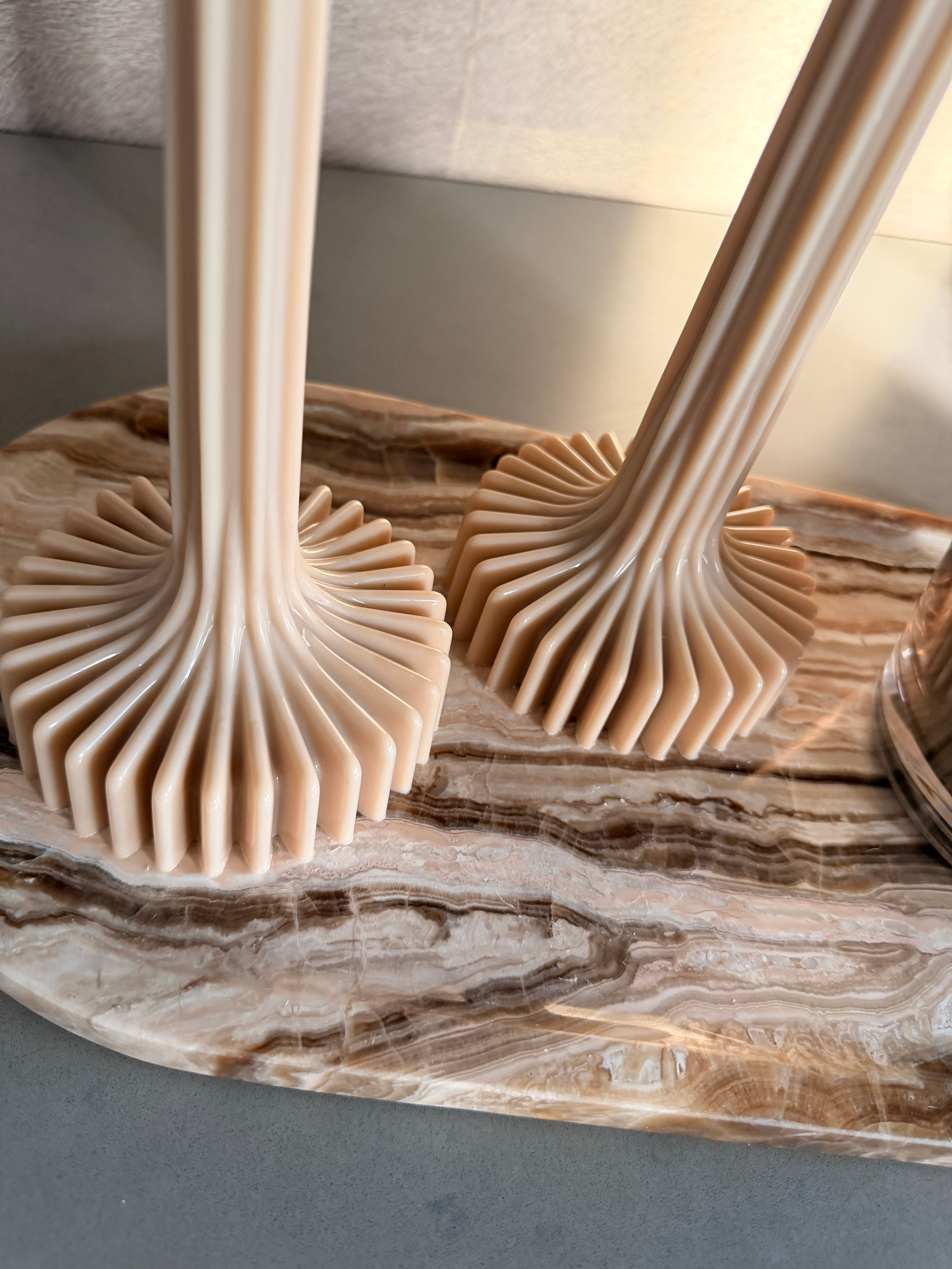 Ribbed Pillar Candle Set | Beige