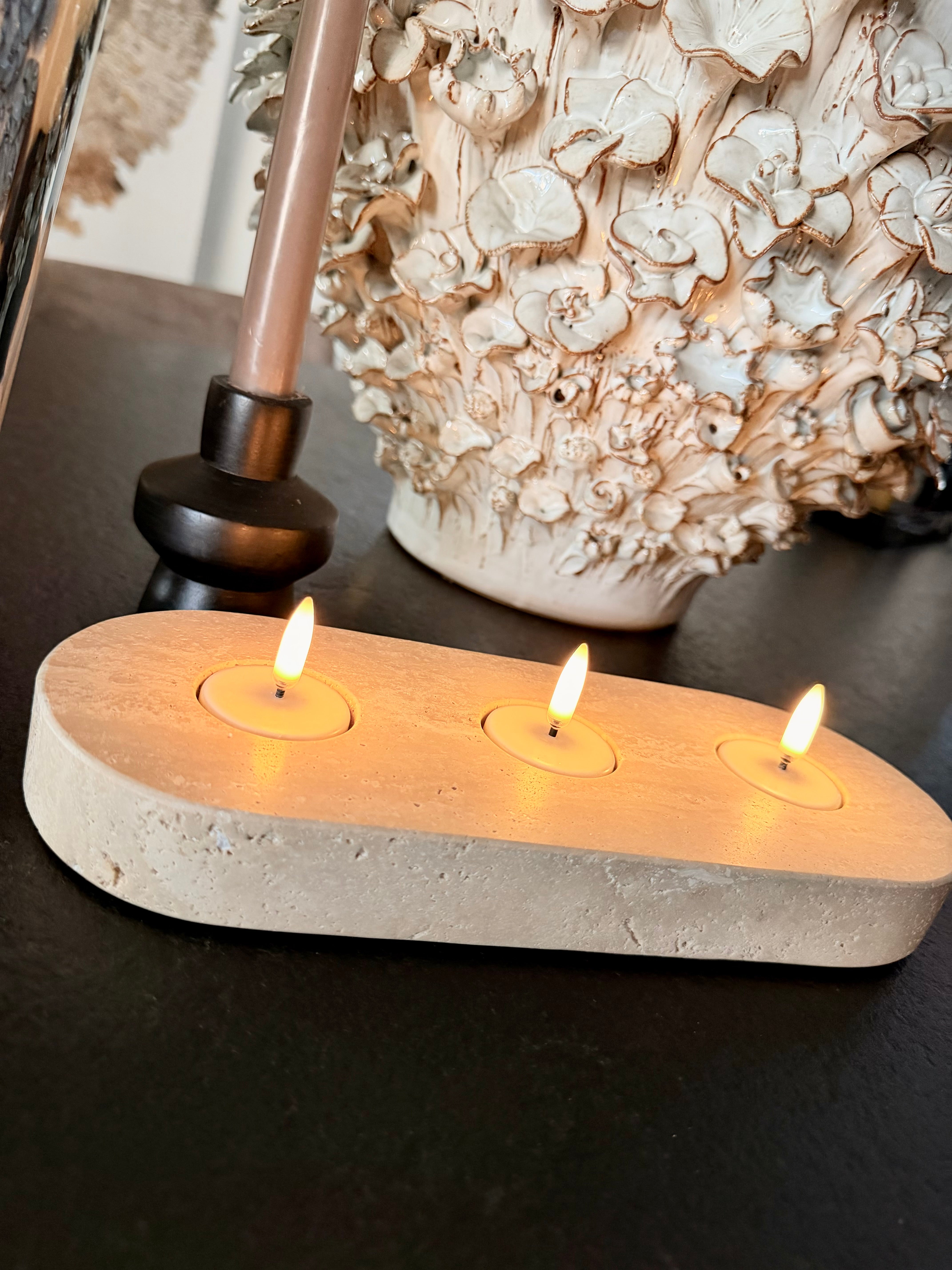 Mooisa waxinelichthouder plateau 3 stuks | Travertine