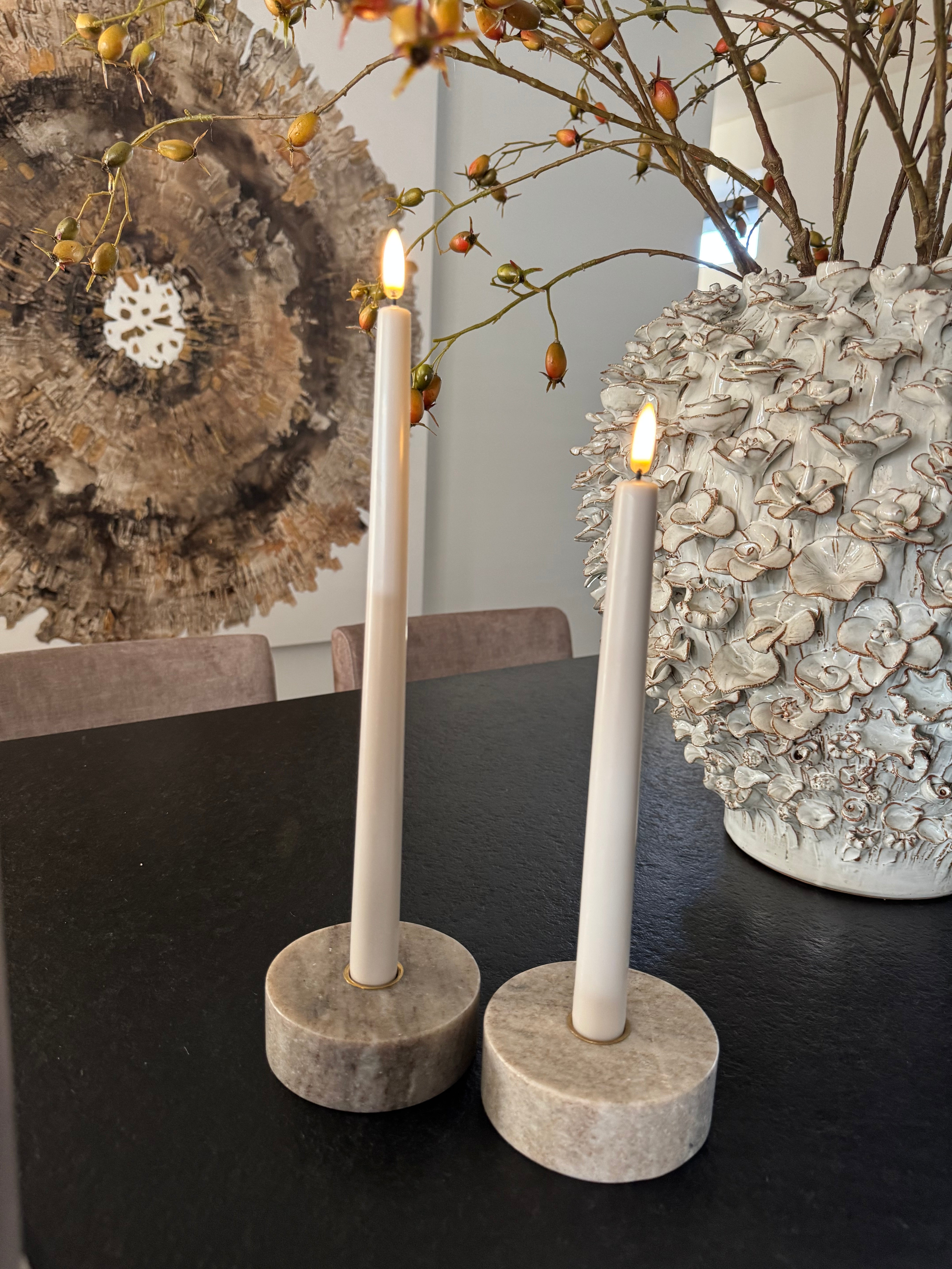 Uyuni Led smalle dinerkaarsen 2-pack | Oyster Grey