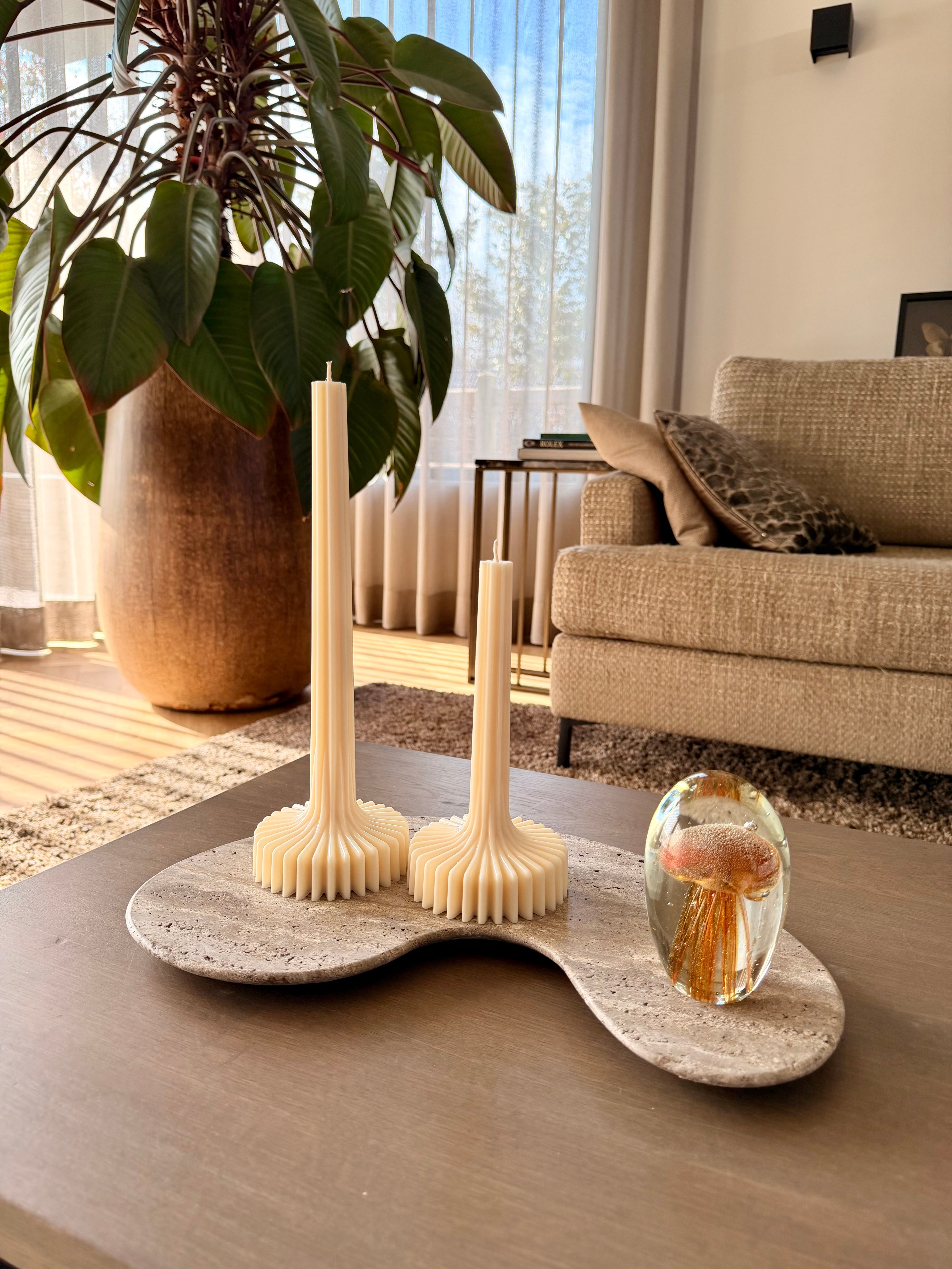 Ribbel Lantaarn kaars | Off White