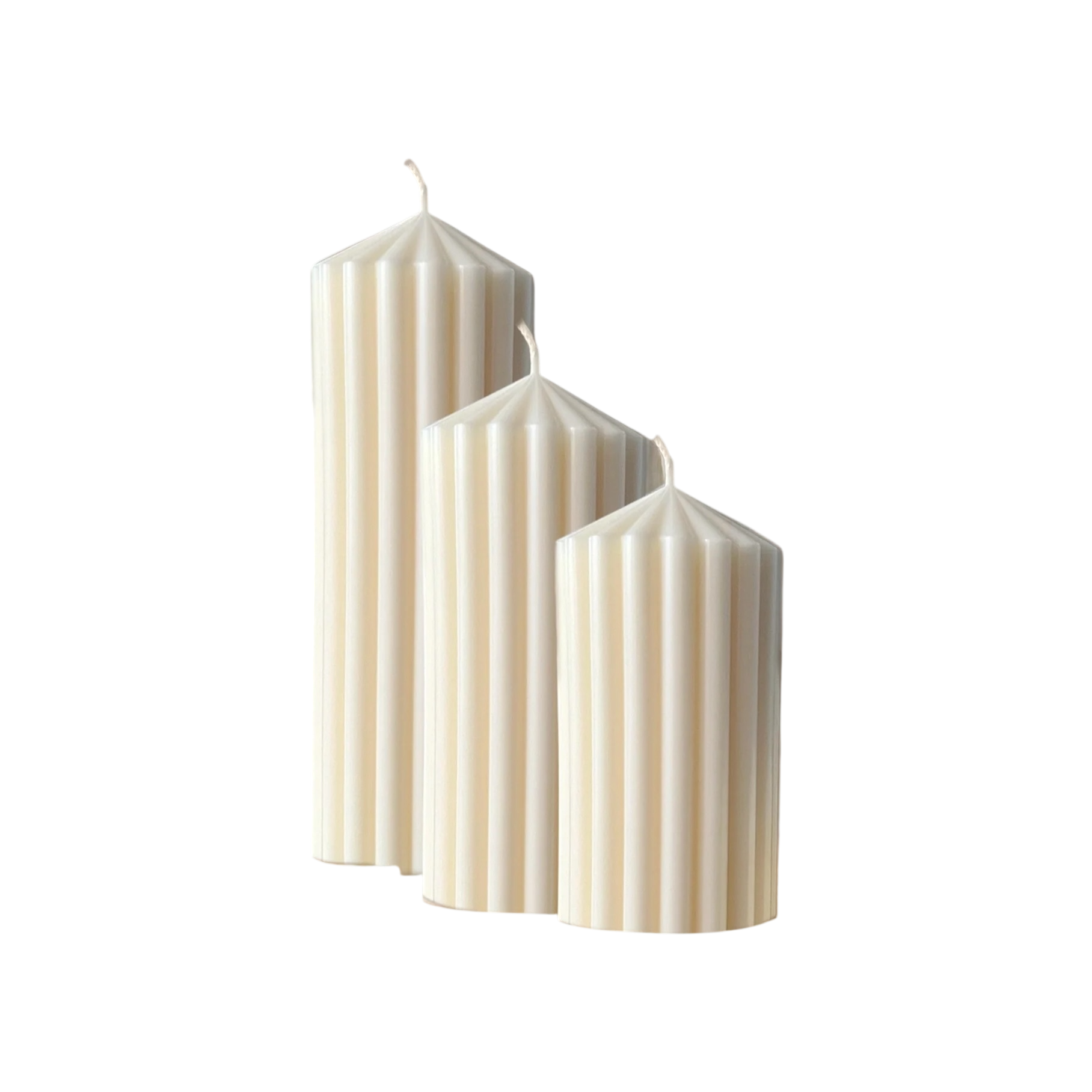 Ribbed Pillar Candle Set | Beige