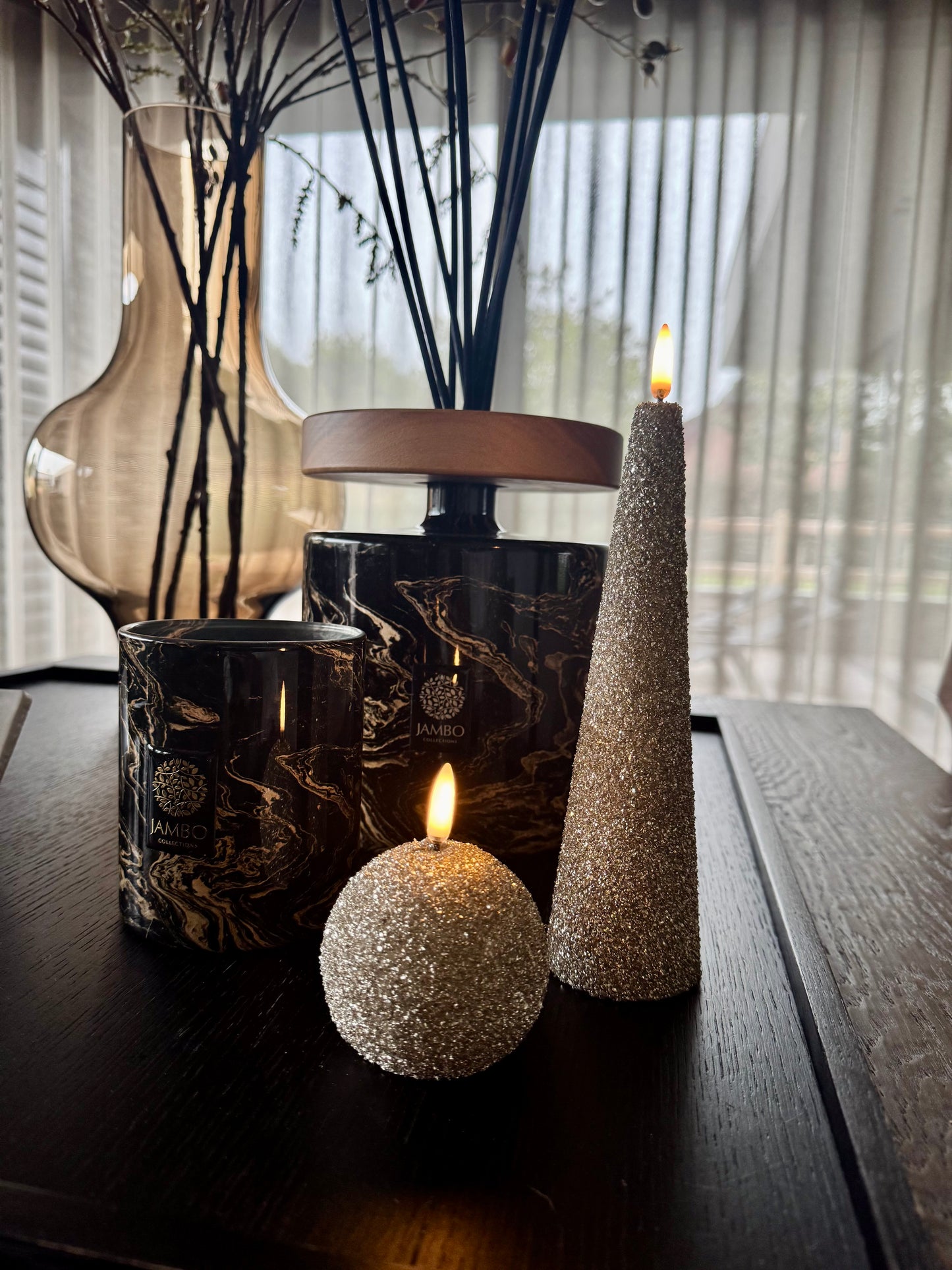 Uyuni led glitter kegelkaars| Champagne