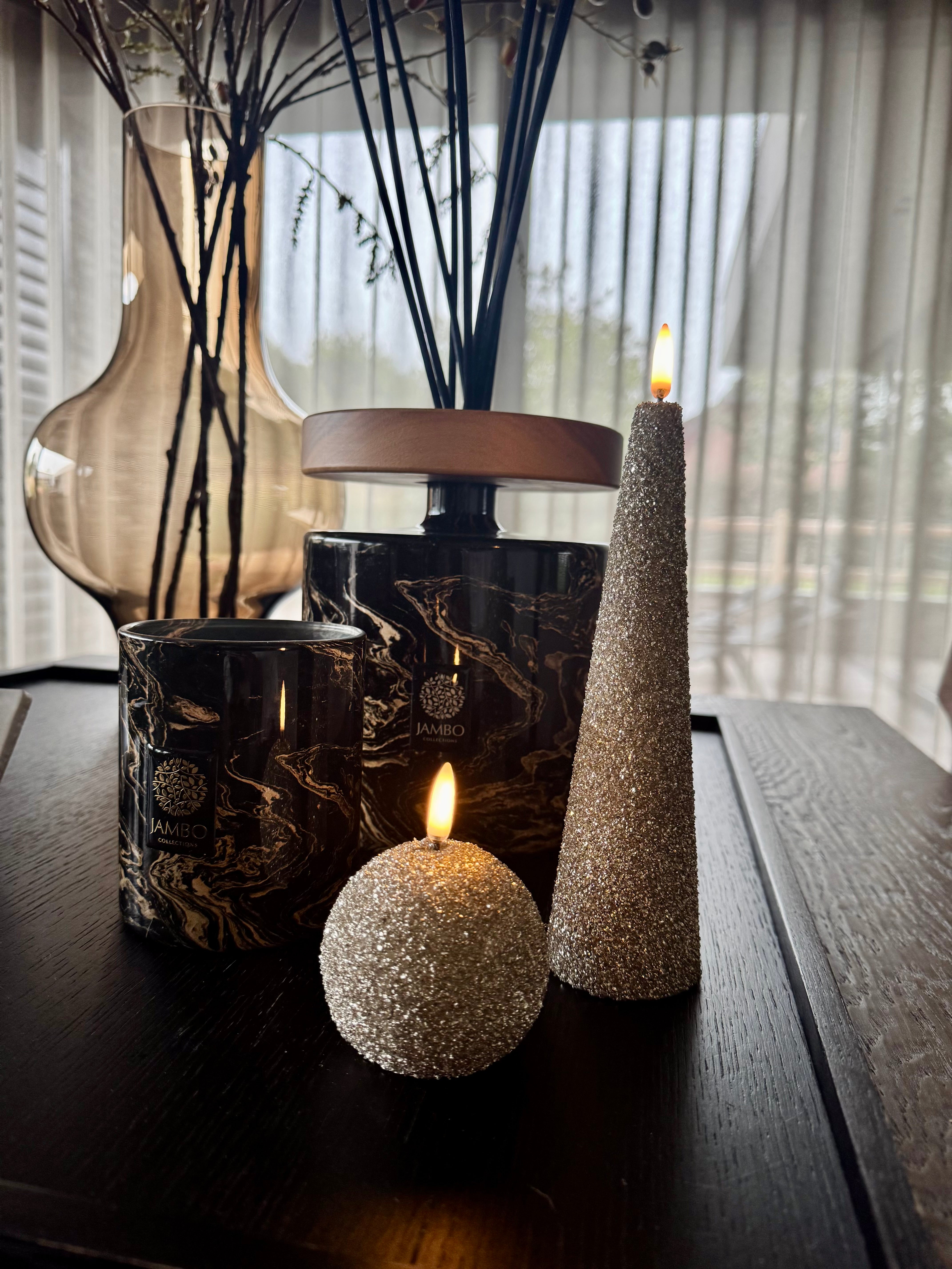 Uyuni led glitter kegelkaars| Champagne