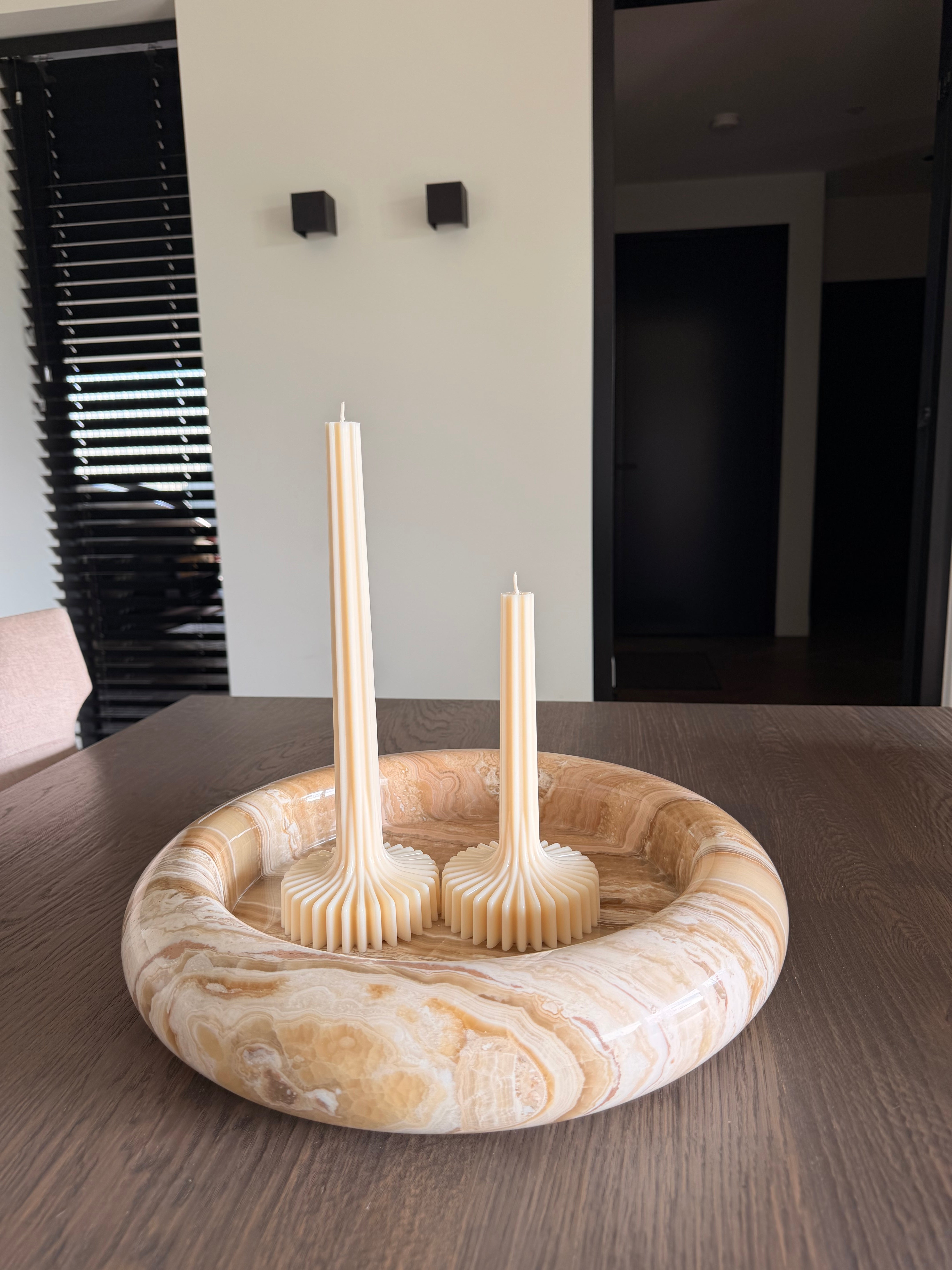 Ribbed Pillar Candle Set | Beige