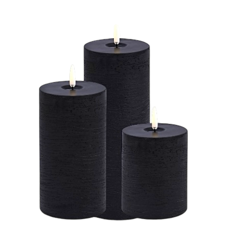 Uyuni Led Block Candle Set of 3 | Black