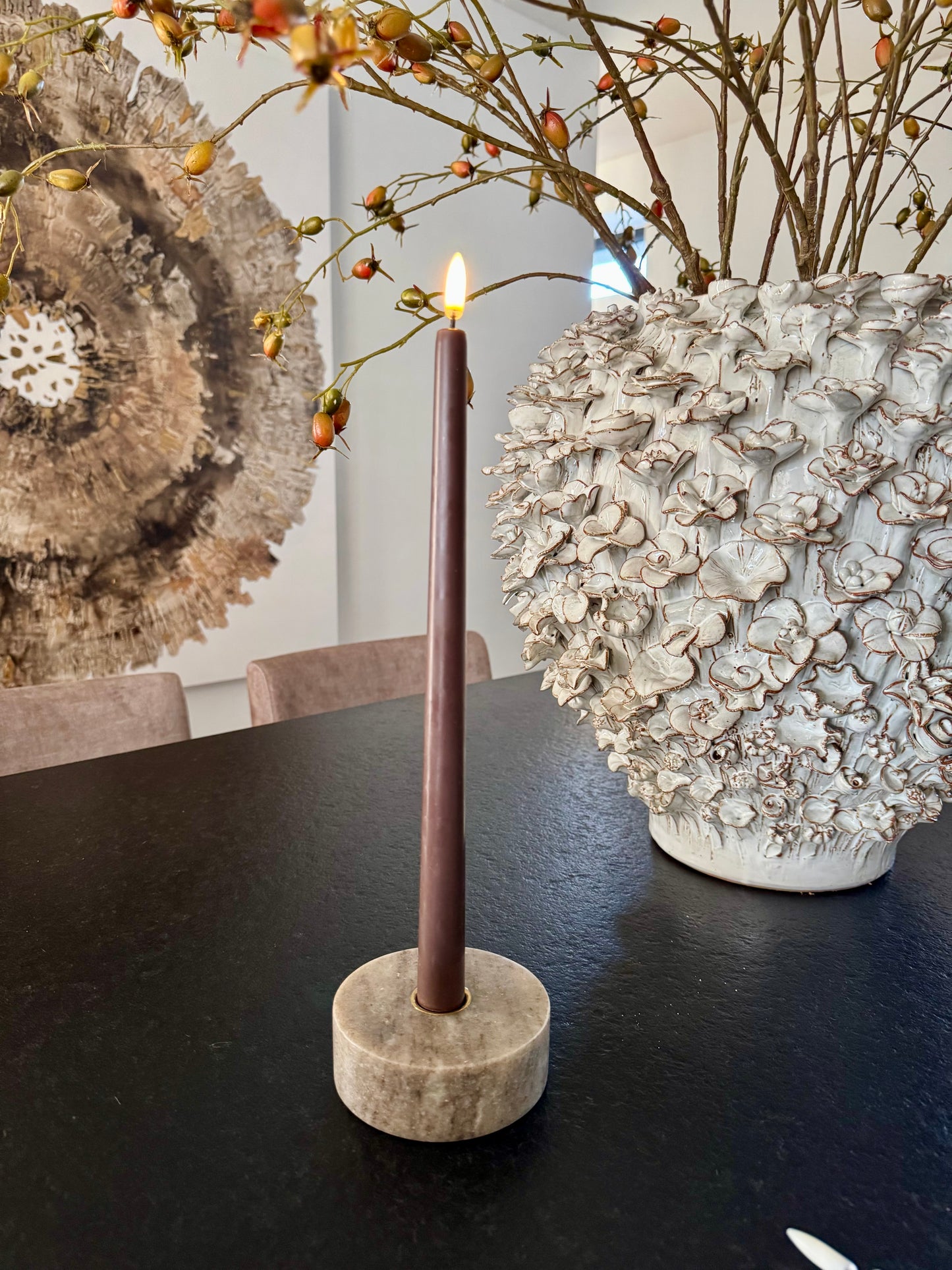 Uyuni Led smalle dinerkaarsen 2-pack | Bruin