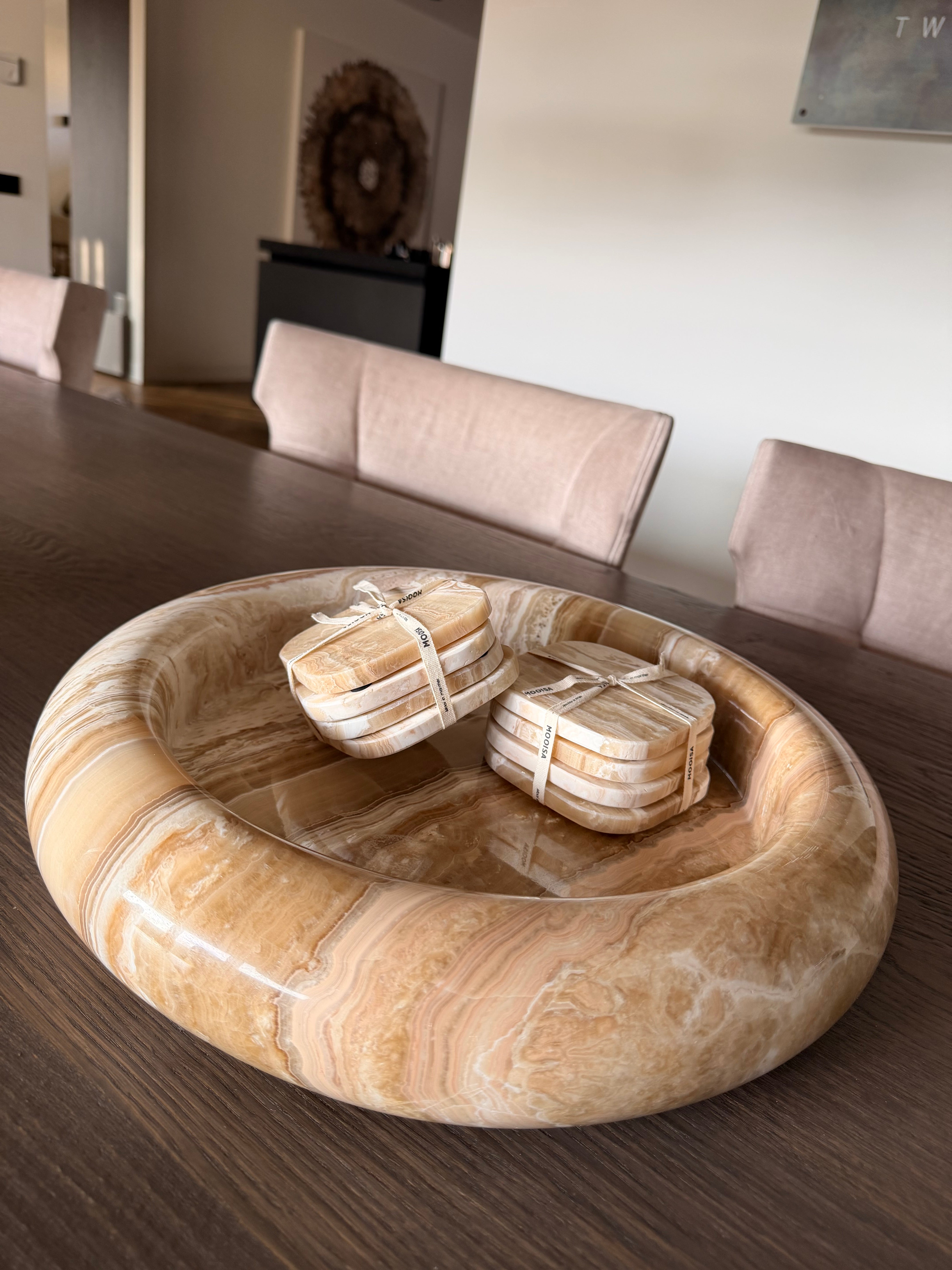 Marmer onderzetters, set van 4 stuks | sandal onyx