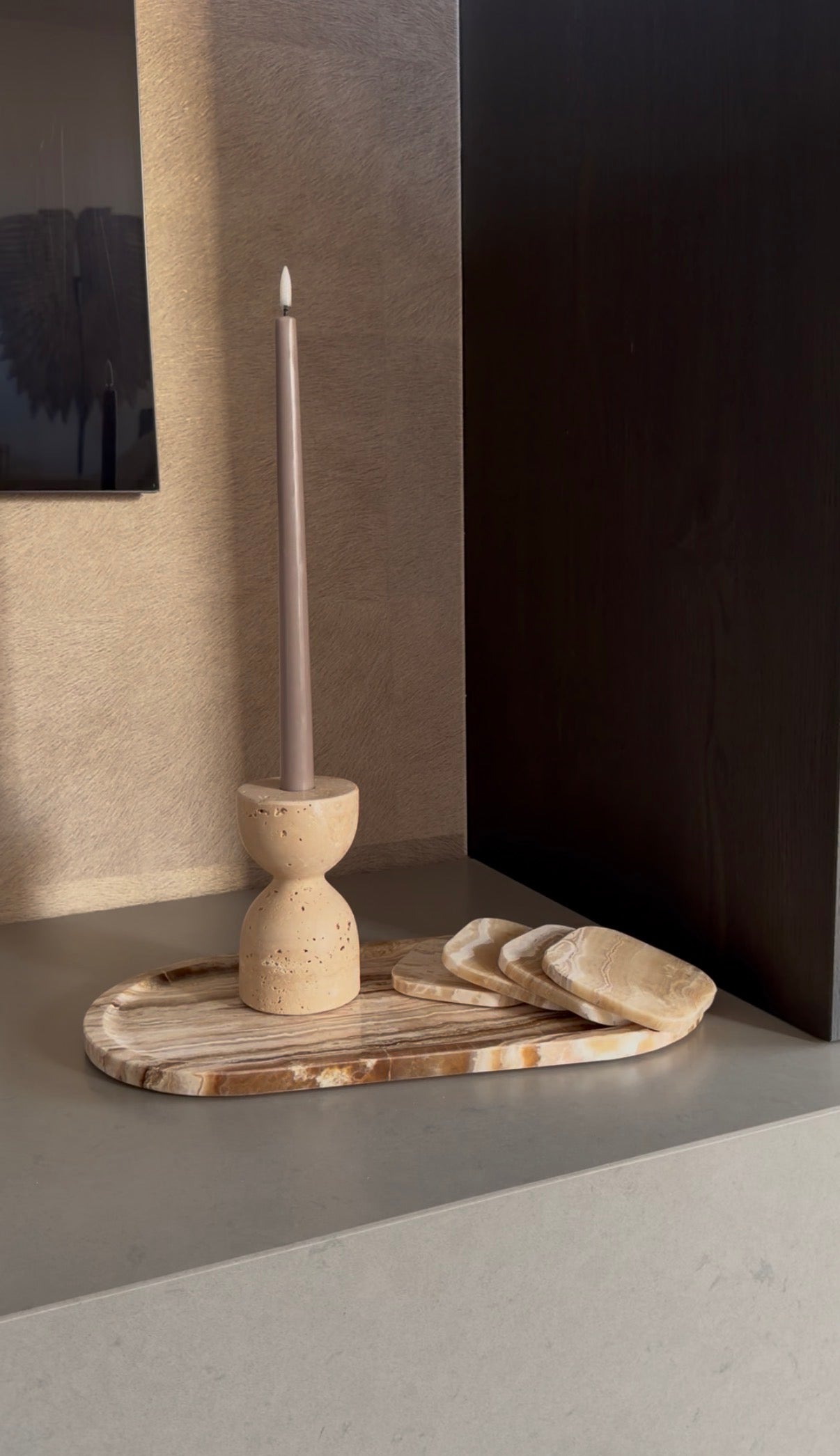 Design kaarshouder | Travertine