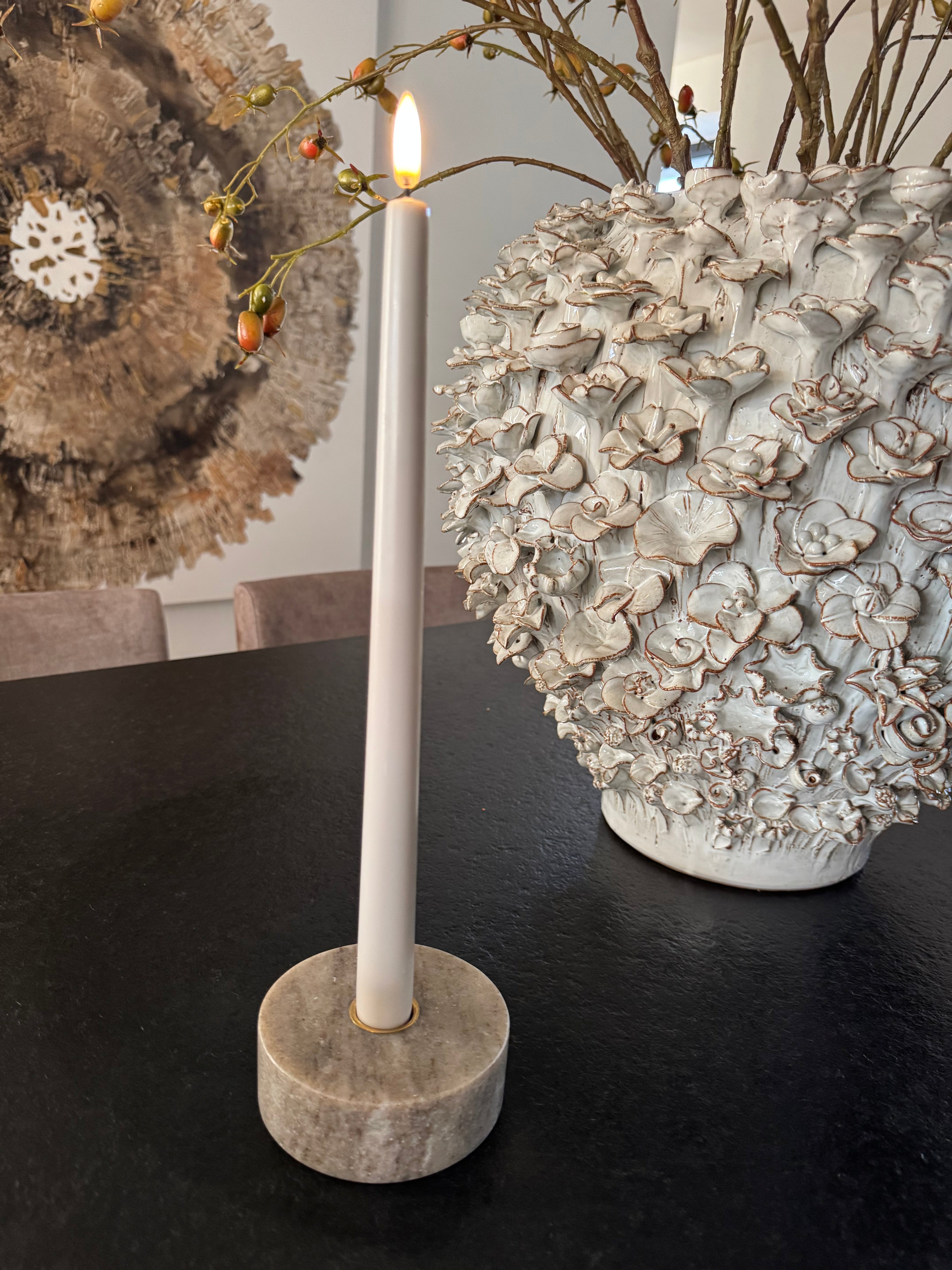 Uyuni Led smalle dinerkaarsen 2-pack | Oyster Grey