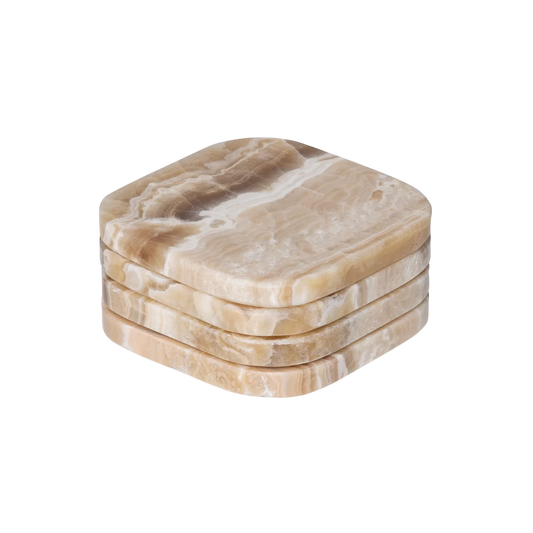 Marmer onderzetters, set van 4 stuks | sandal onyx