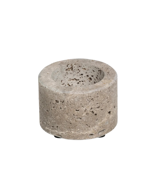 Waxinelichthouder S | Titanium travertine