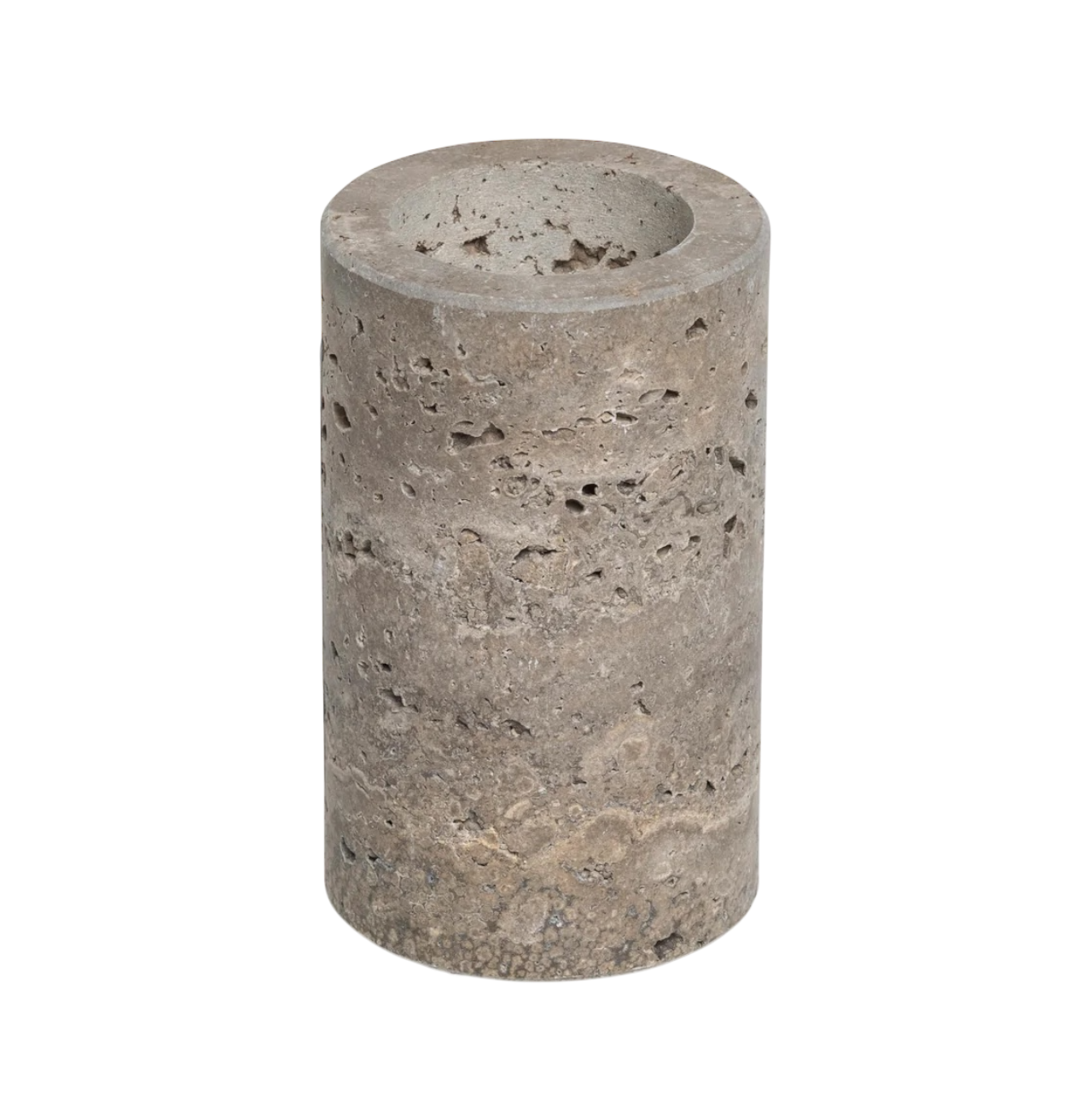 Waxinelichthouder L | Titanium travertine