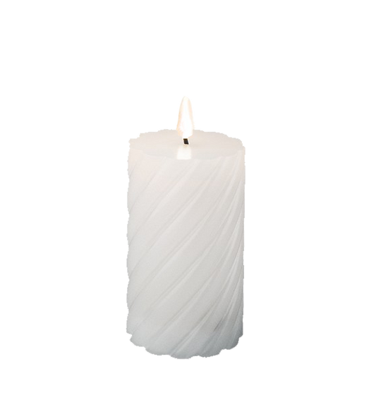 Swirl LED candle M | White