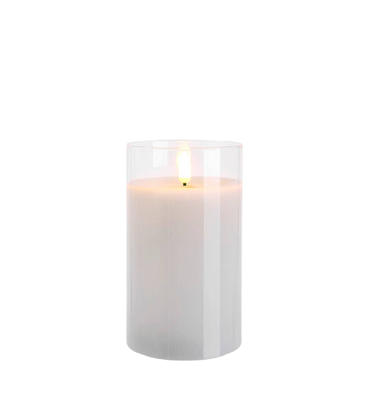 LED candle in glass | White