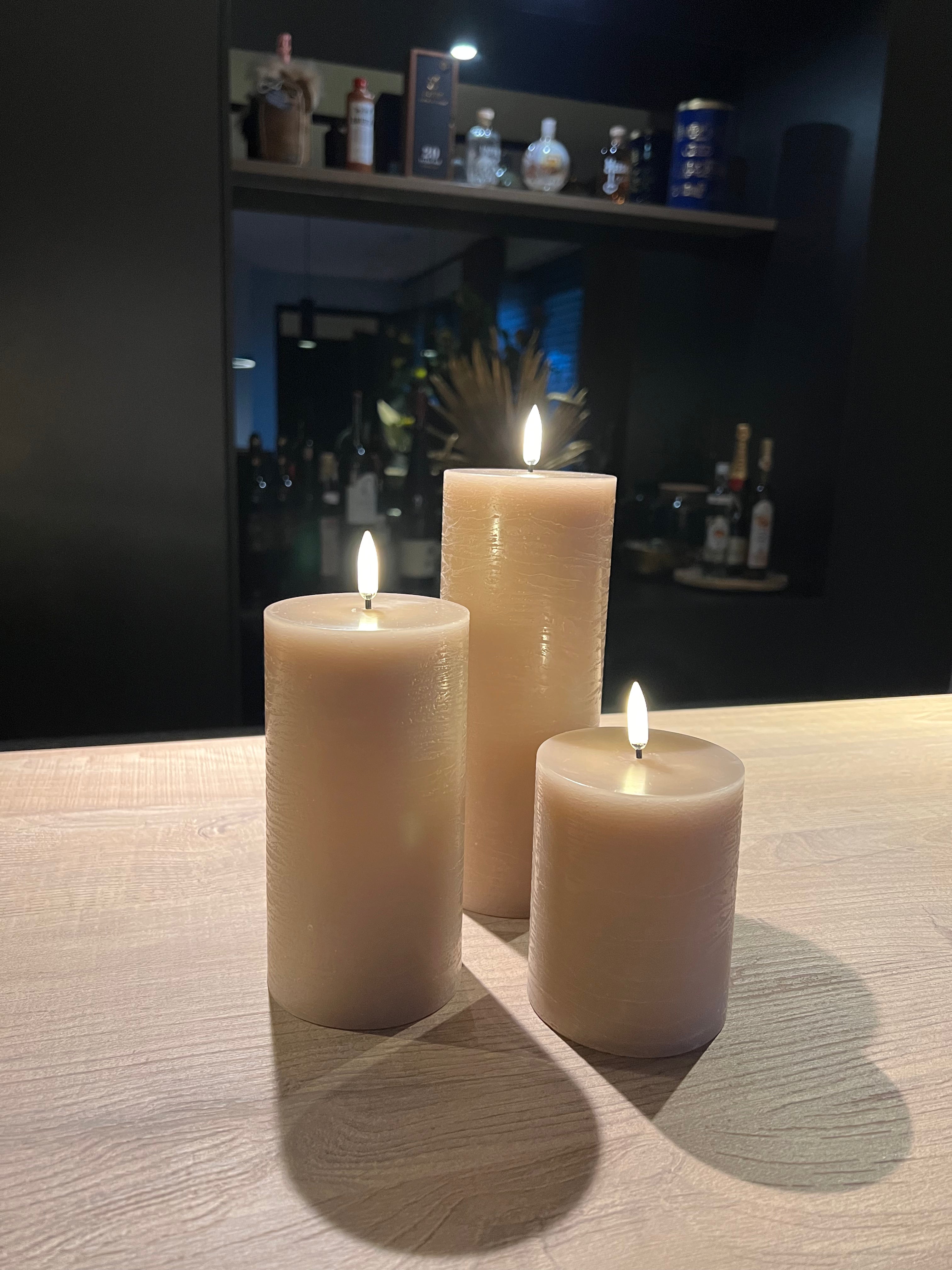 Uyuni Led Block Candle Set of 3 | Beige