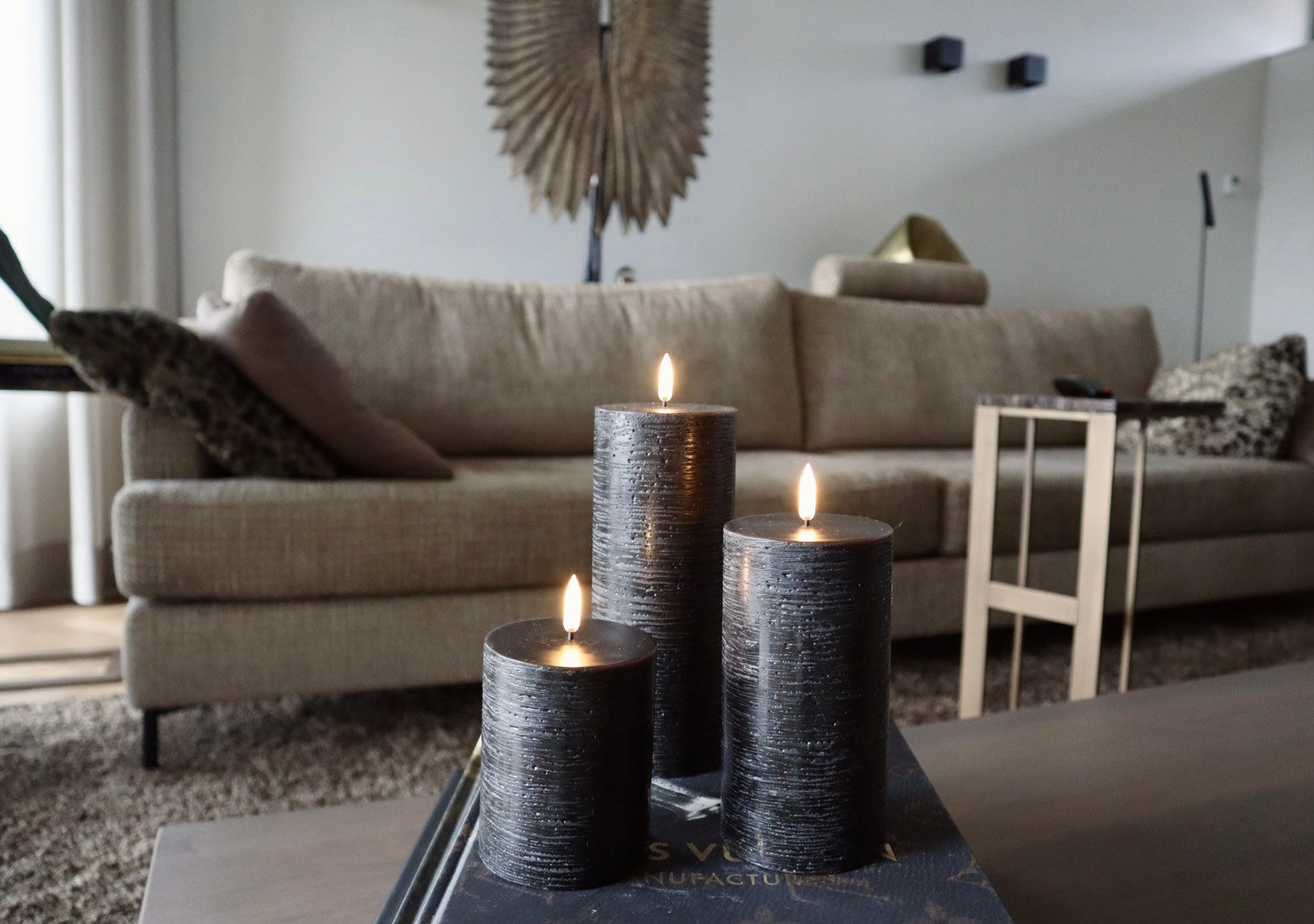 Uyuni Led Block Candle Set of 3 | Black