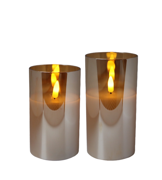 Set | LED glas oranje/ goud