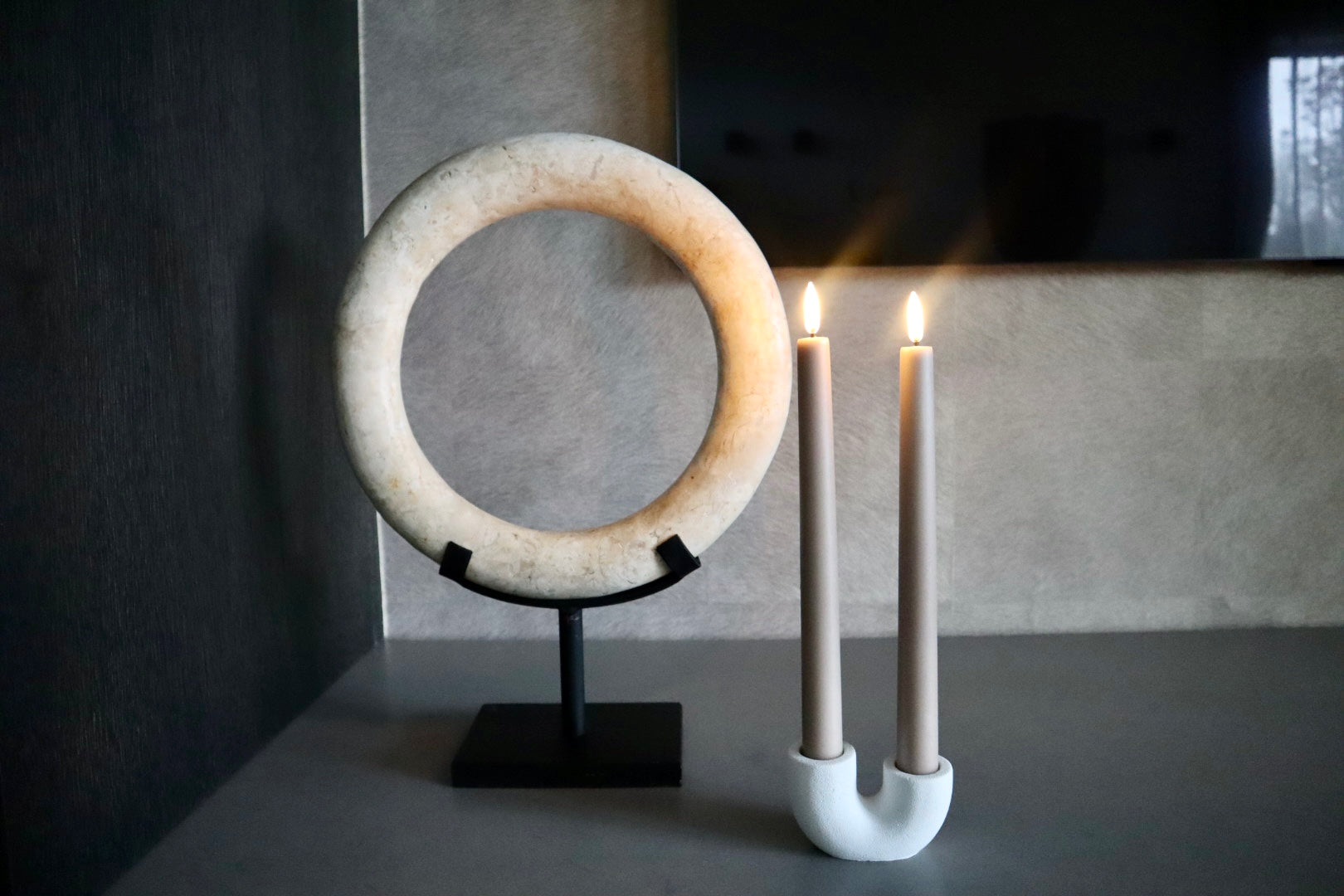 Uyuni Led dinner candles 2-pack | Beige