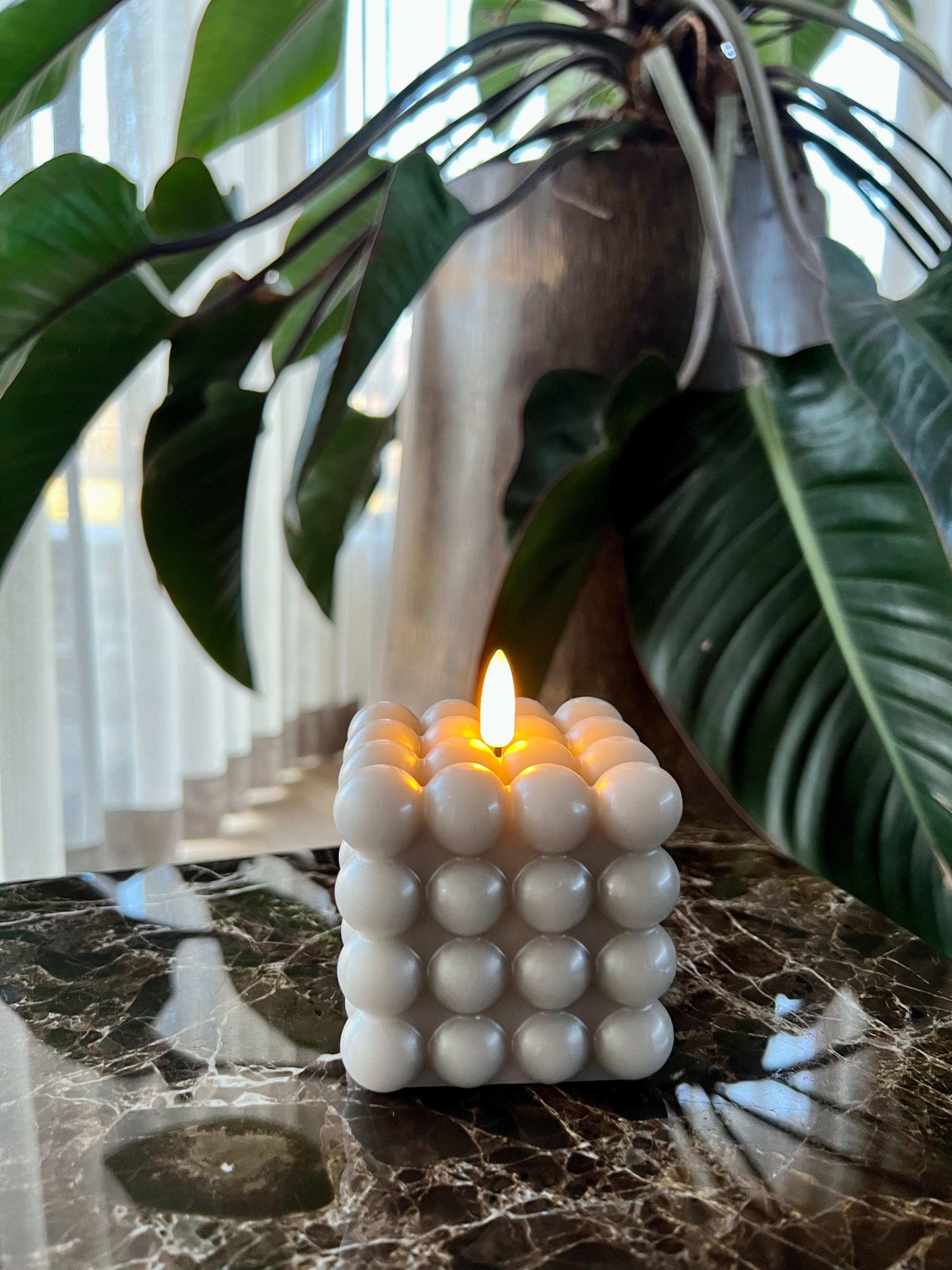 Bubble led kaars | Grijs