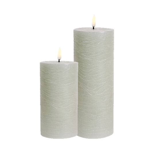 Uyuni Led Block Candle Set of 2 | Dusty Green