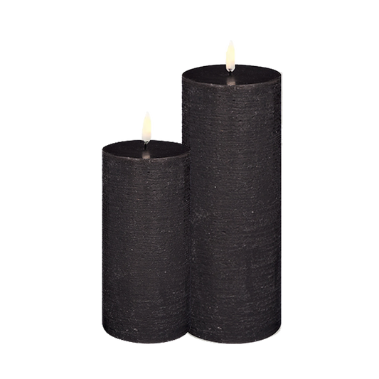 Uyuni Led Block Candle Set of 2 | Black