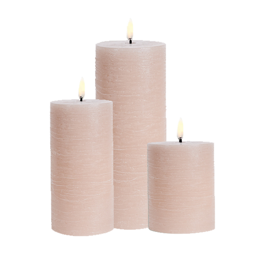 Uyuni Led Block Candle Set of 3 | Beige