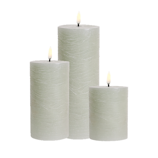 Uyuni Led Block Candle Set of 3 | Dusty Green